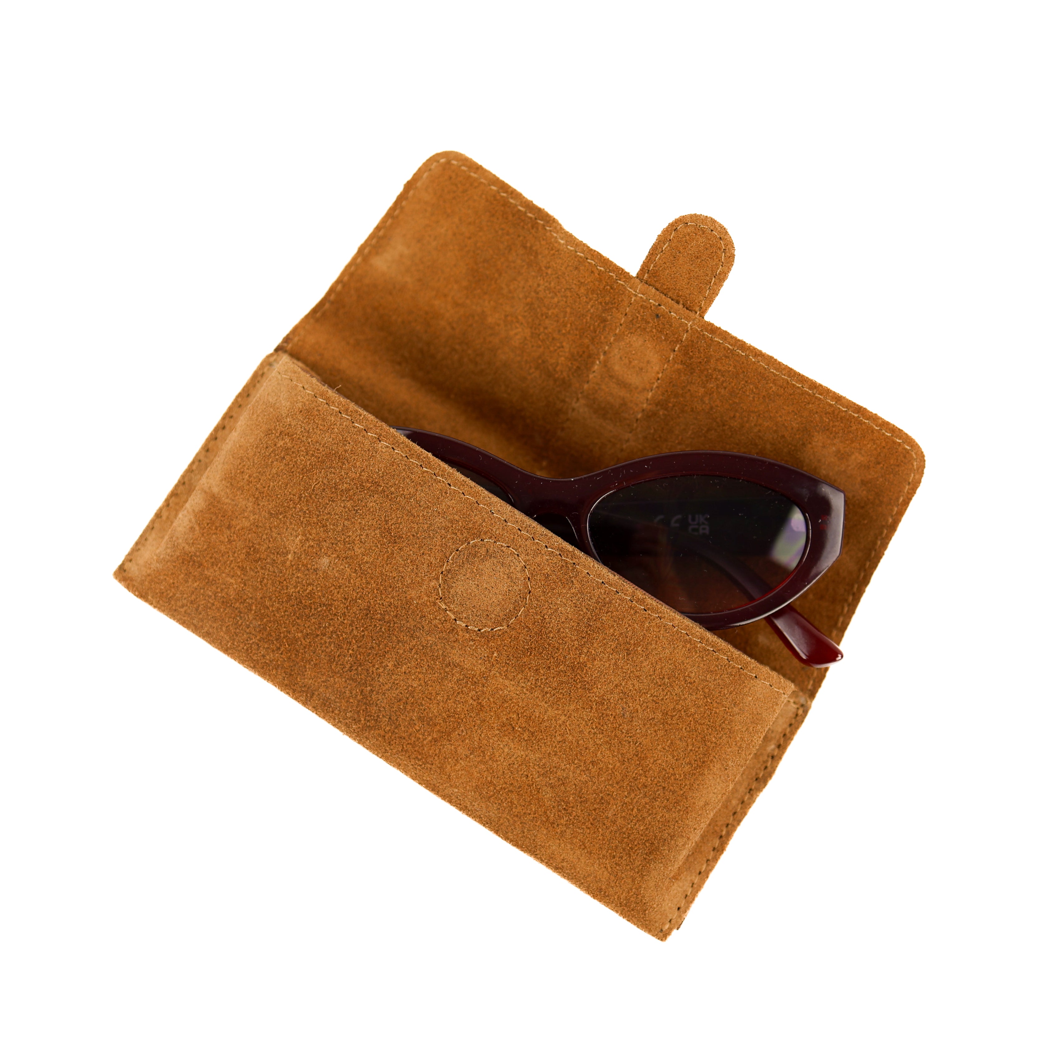 Suède brillenkoker 'Weta' cognac