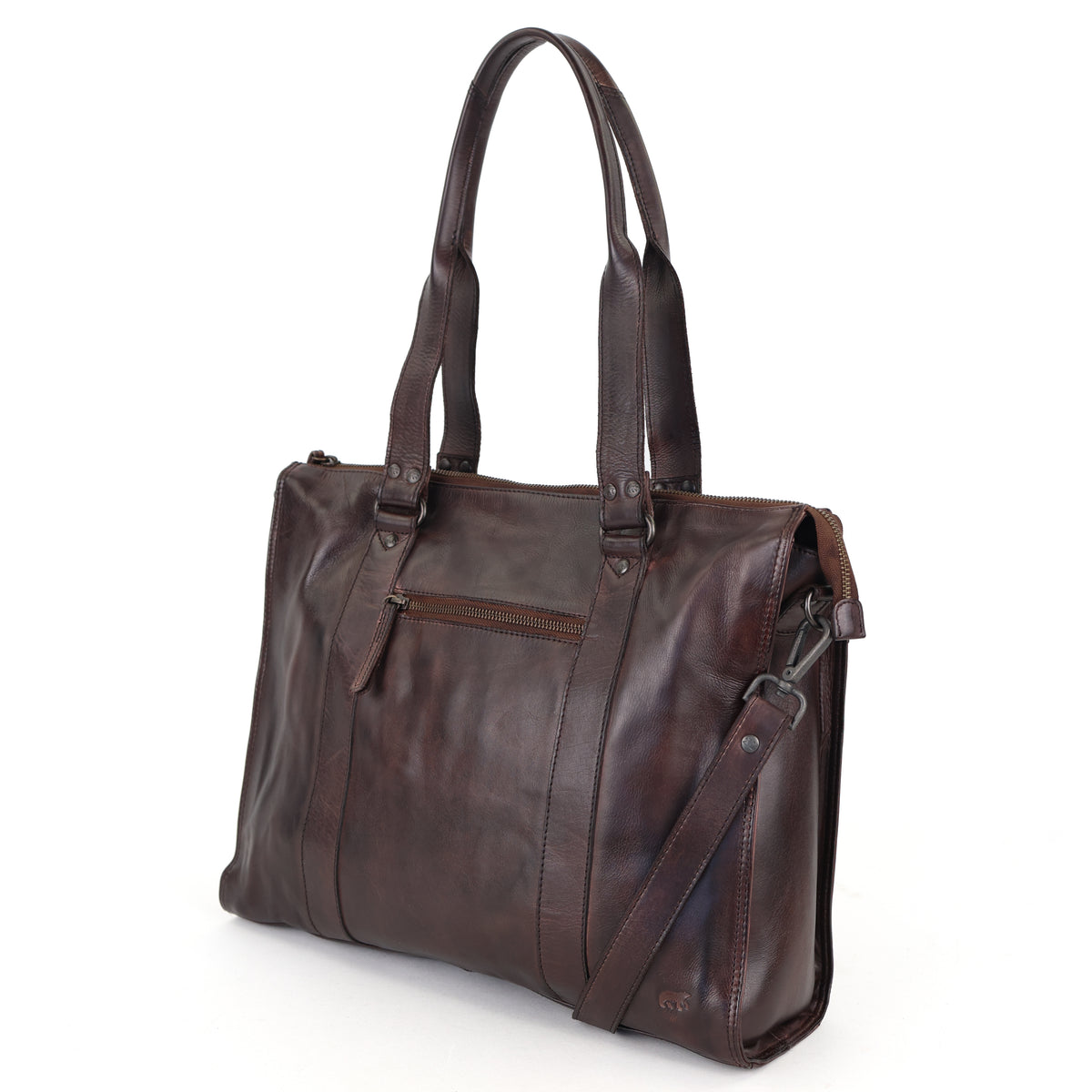 Hand-/schoudertas met laptopvak 15.6” 'Mea' donkerbruin