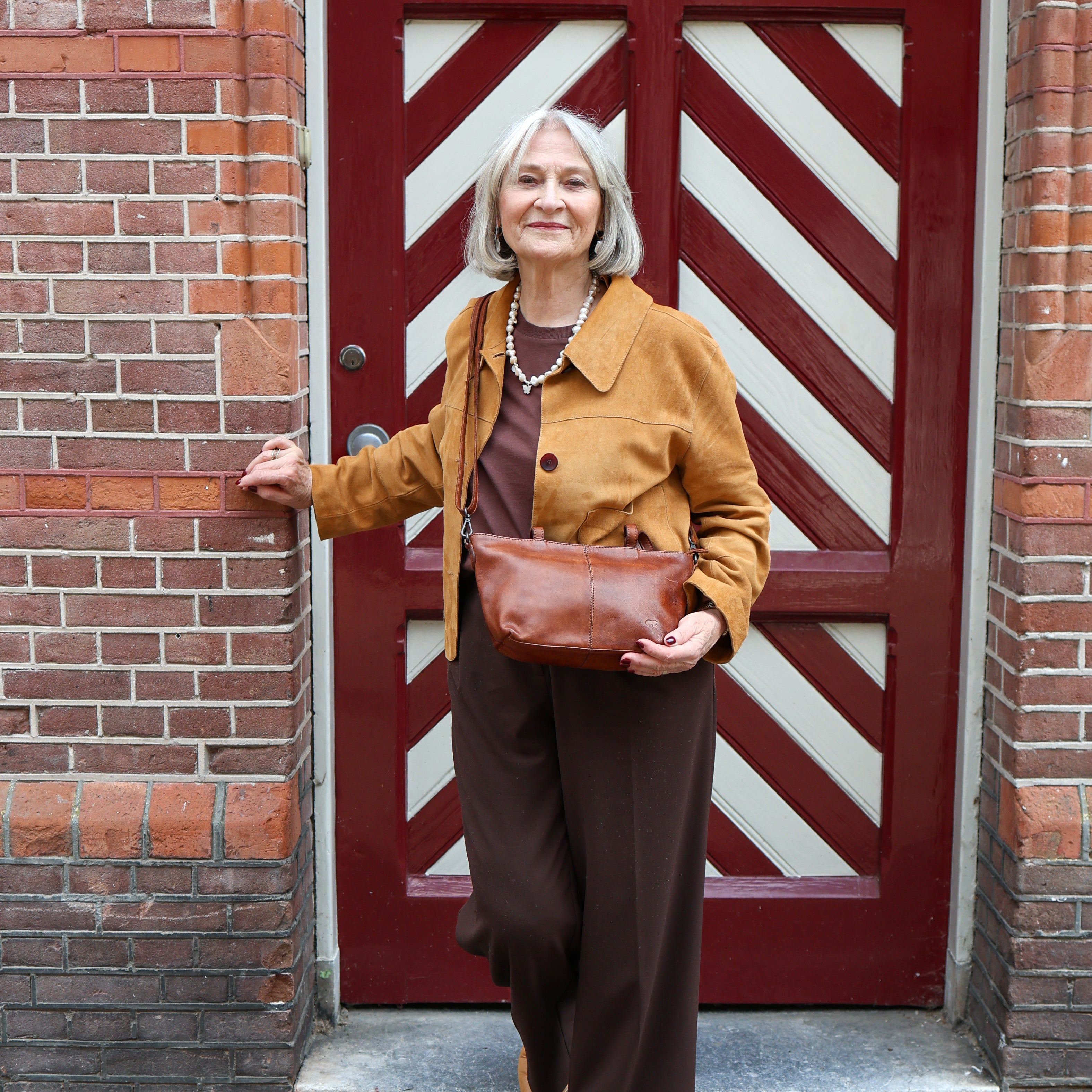 Klein hand-/schoudertasje 'Lola' cognac