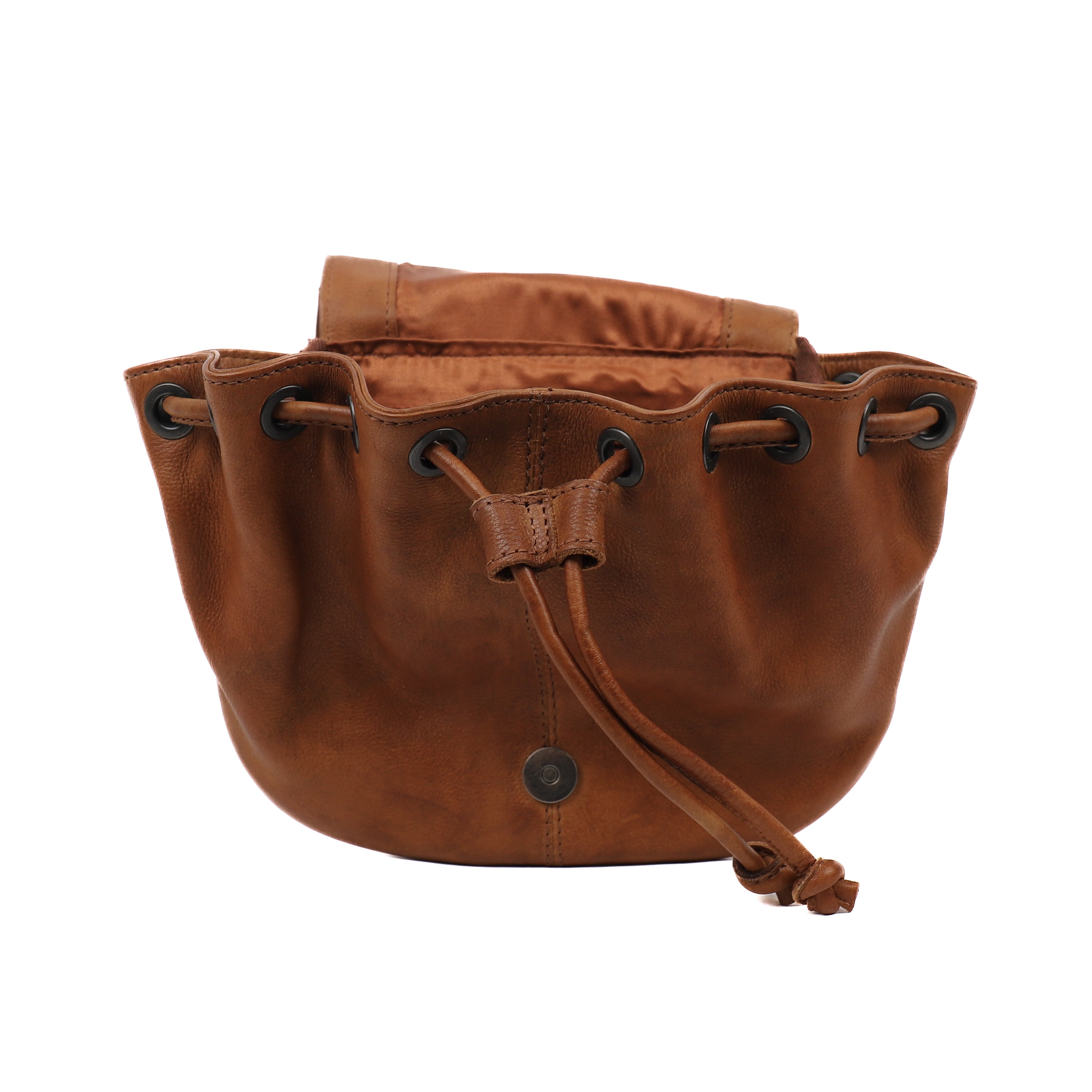 Shoulder bag with drawstring 'Bouline' cognac