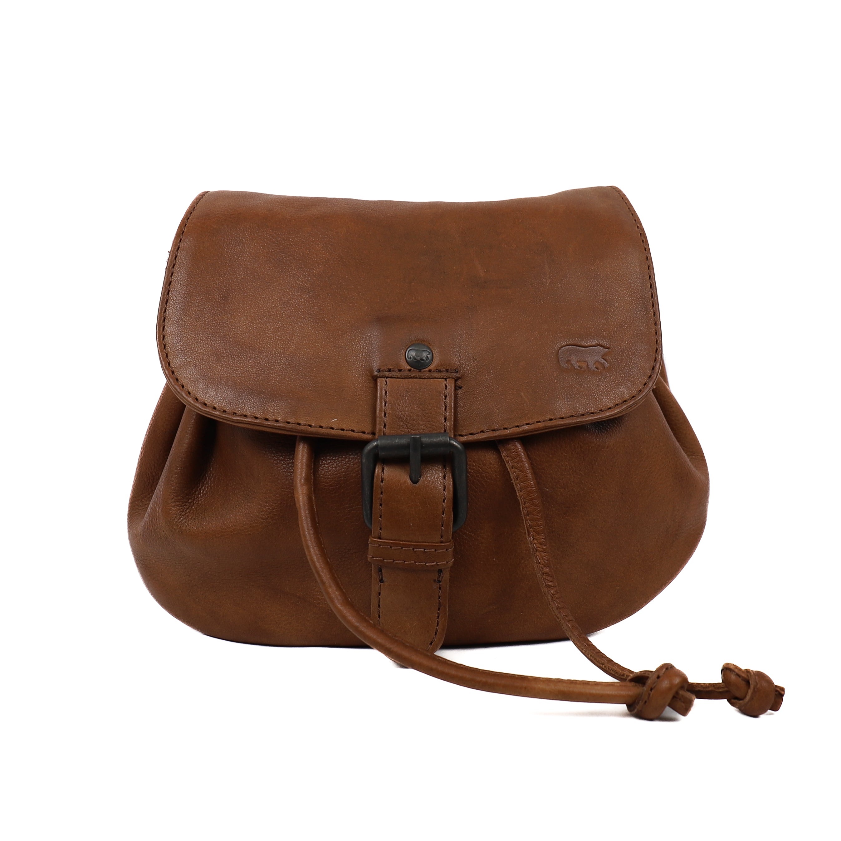 Shoulder bag with drawstring 'Bouline' cognac
