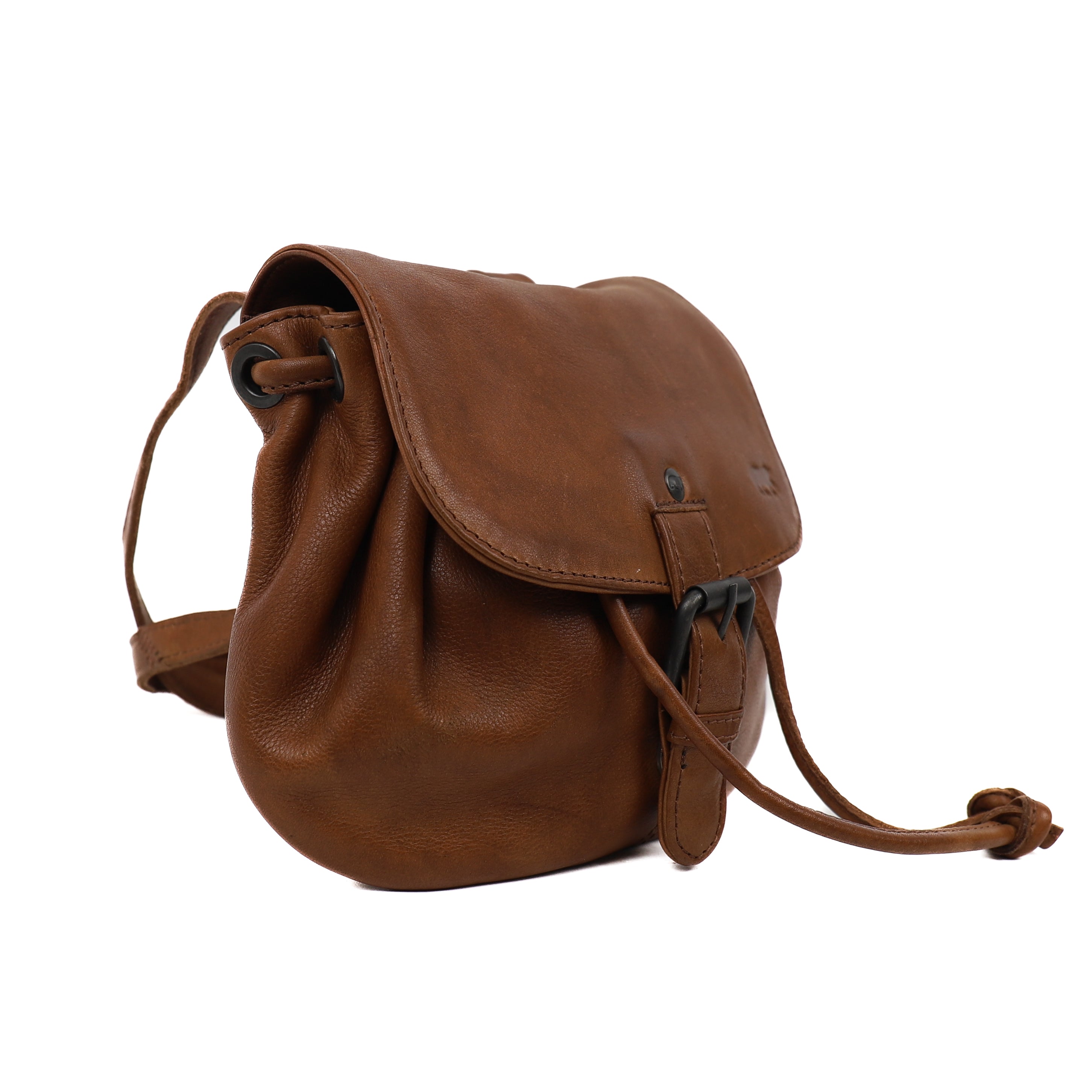 Shoulder bag with drawstring 'Bouline' cognac