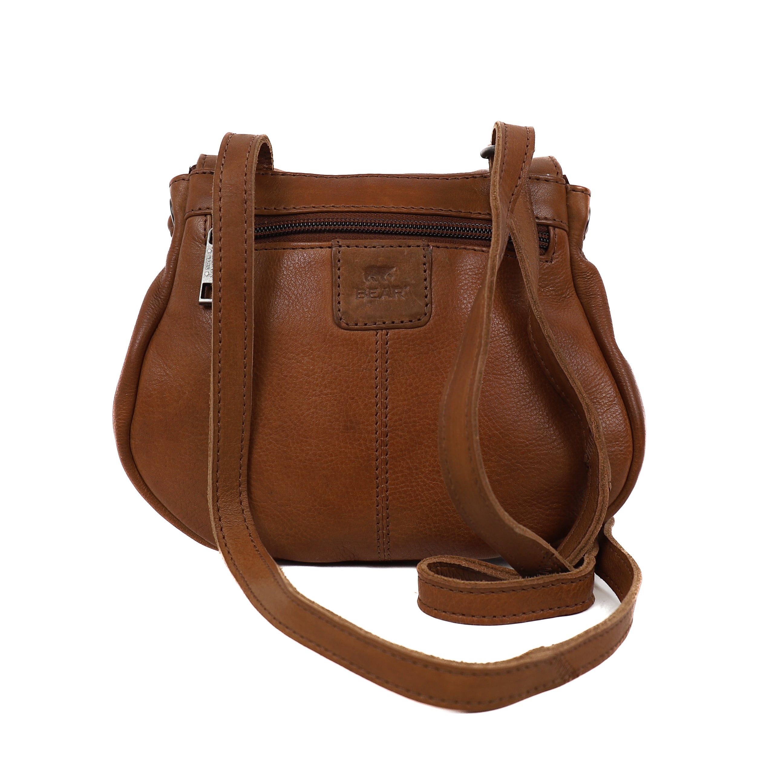 Shoulder bag with drawstring 'Bouline' cognac