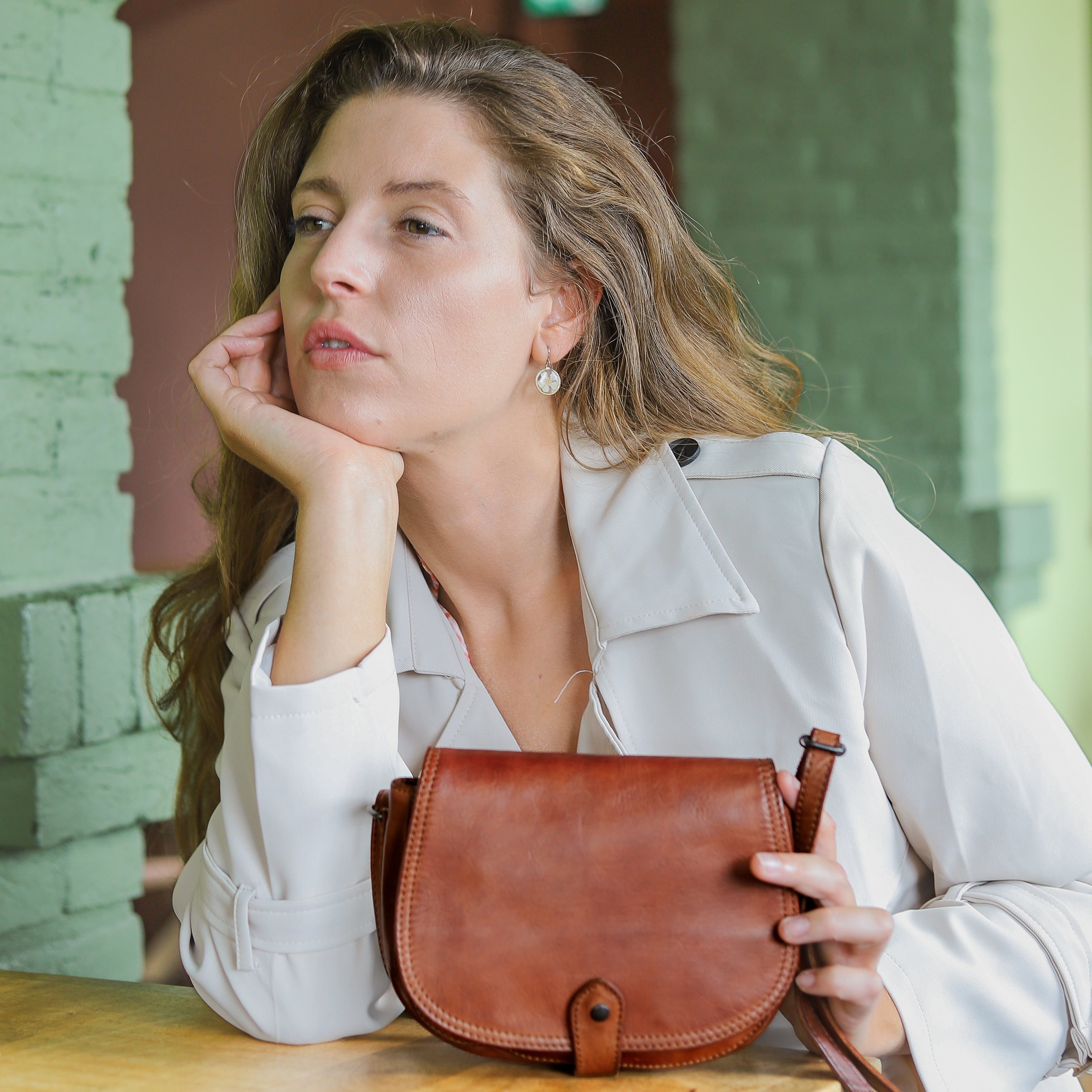 Shoulder bag 'Veronique' beige