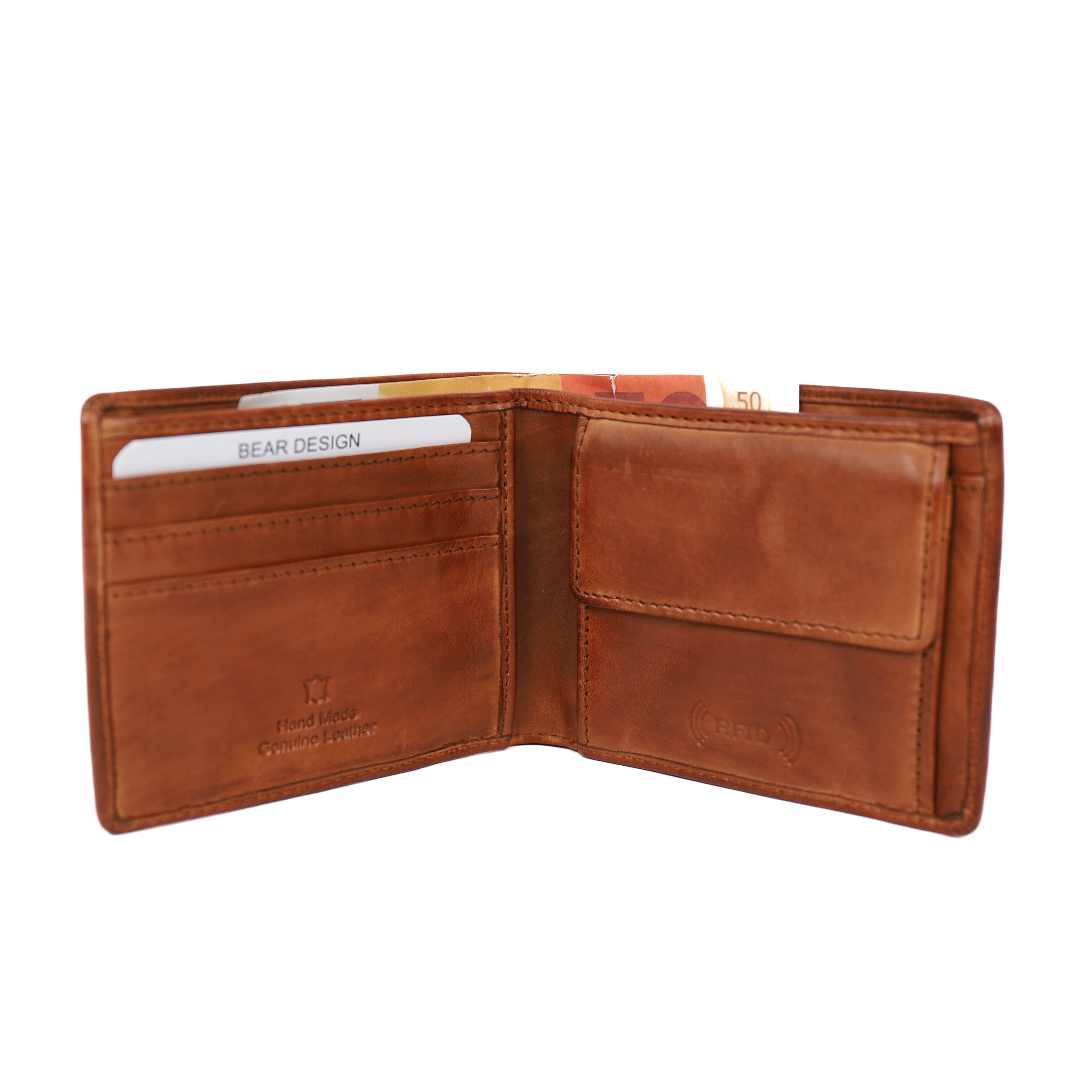 Heren portemonnee/billfold 'Fabian' cognac