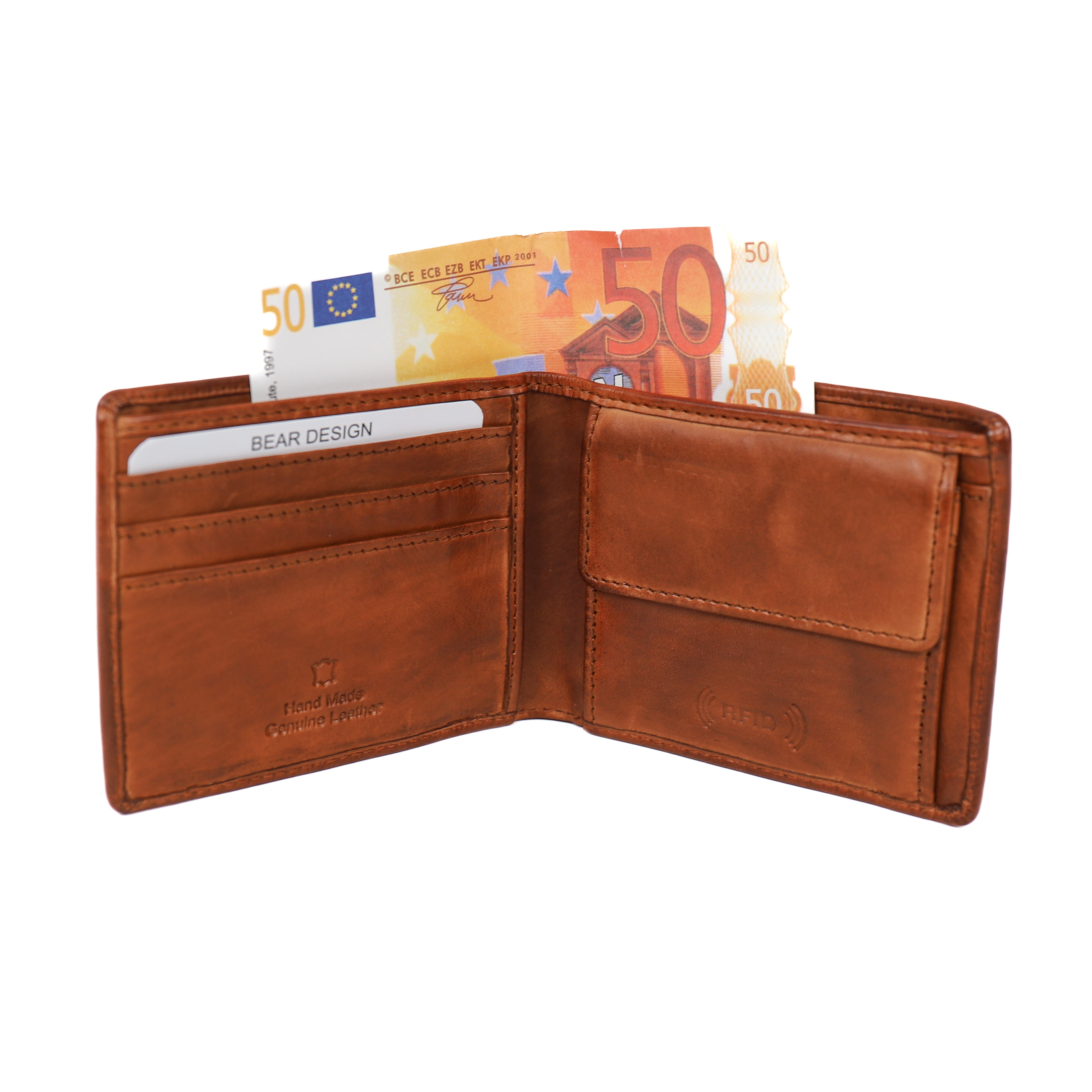 Heren portemonnee/billfold 'Fabian' cognac