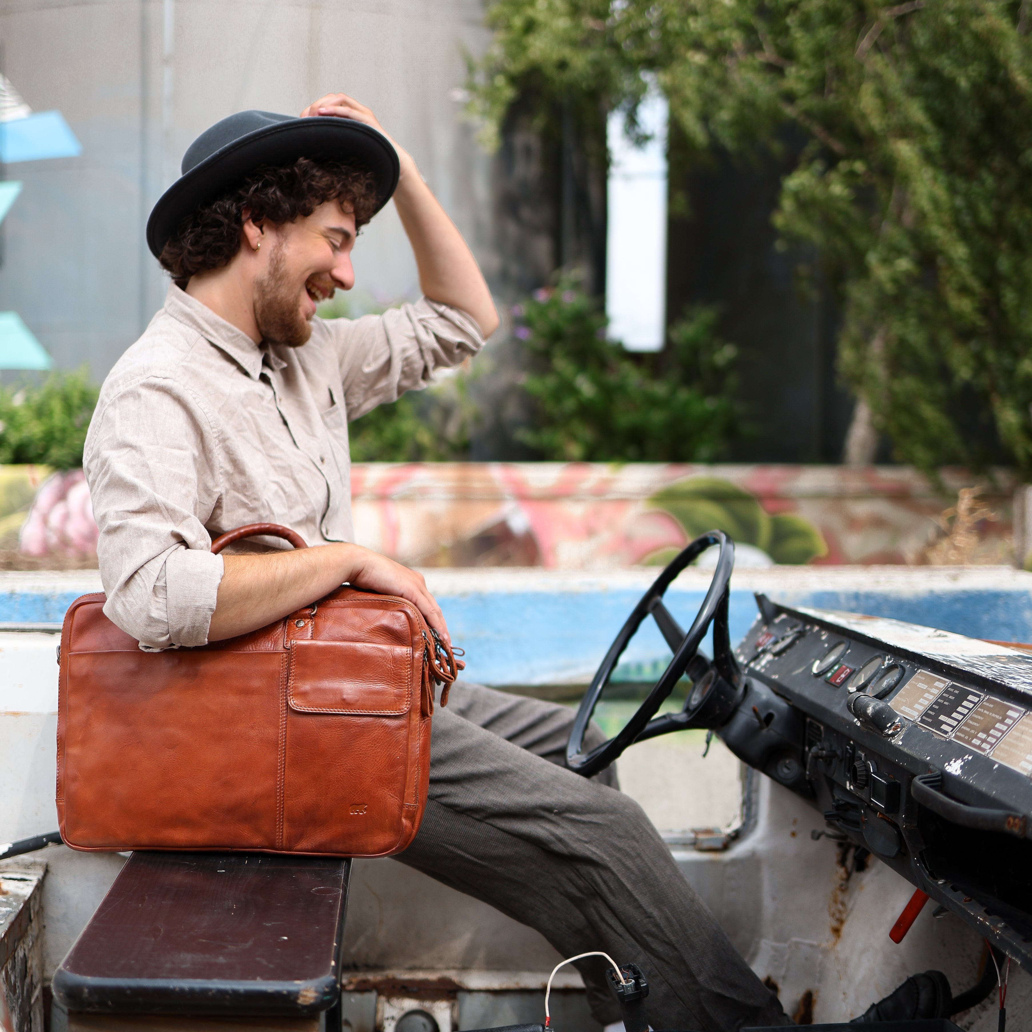Laptop bag 'Silke' cognac