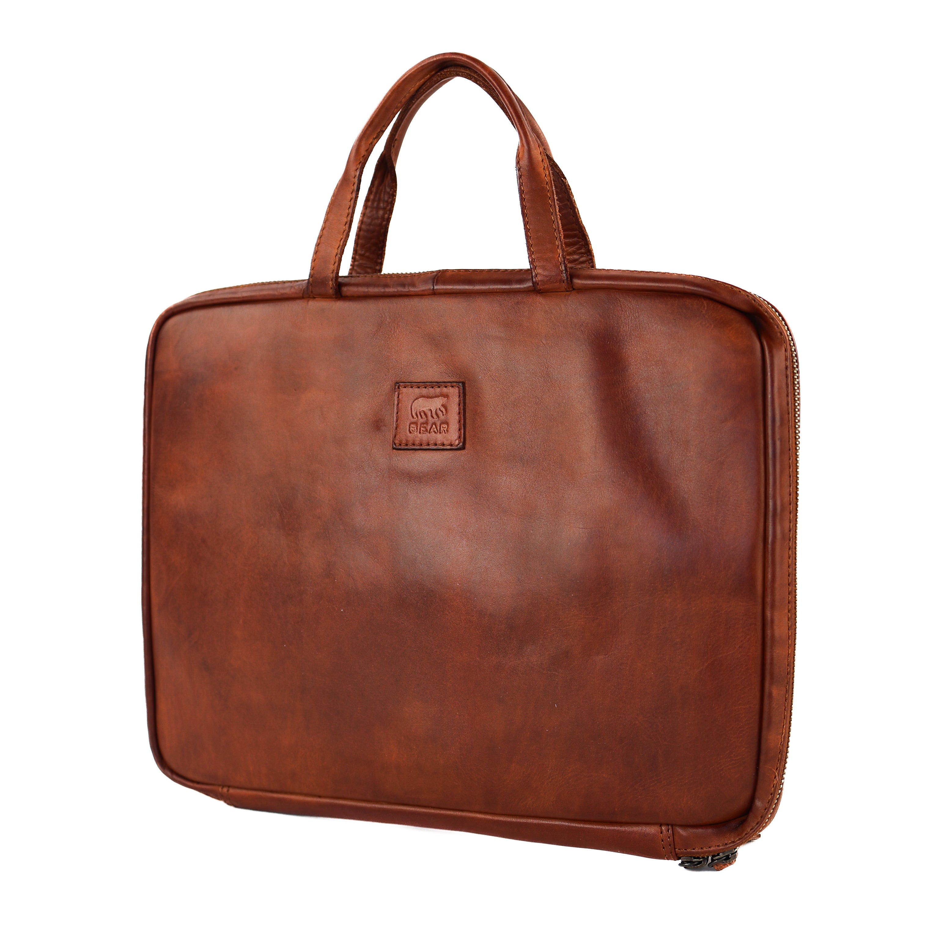 Compacte aktetas 'Cleo' cognac