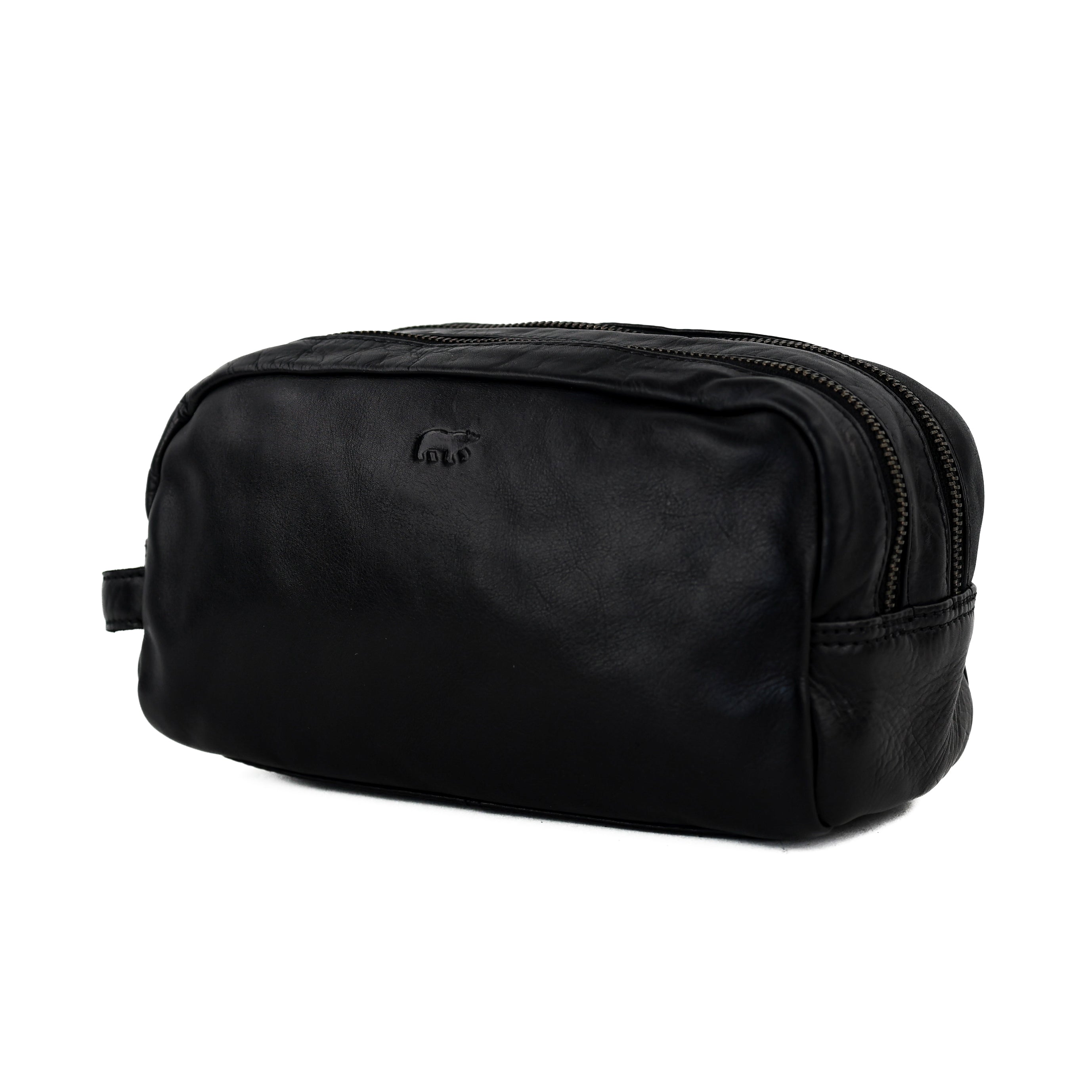 Toiletry bag with double compartment 'Bo' black