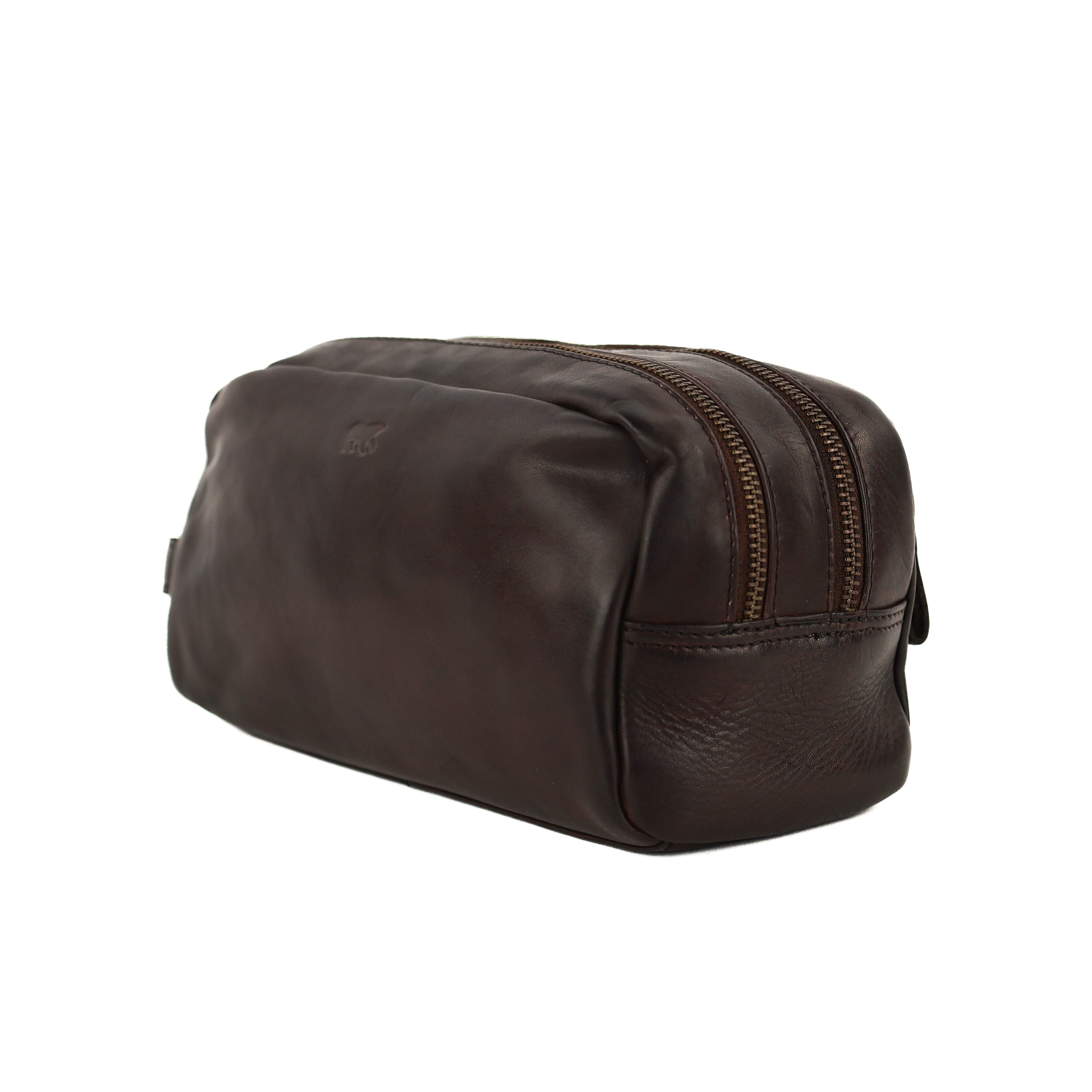 Toiletry bag with double compartment 'Bo' dark brown