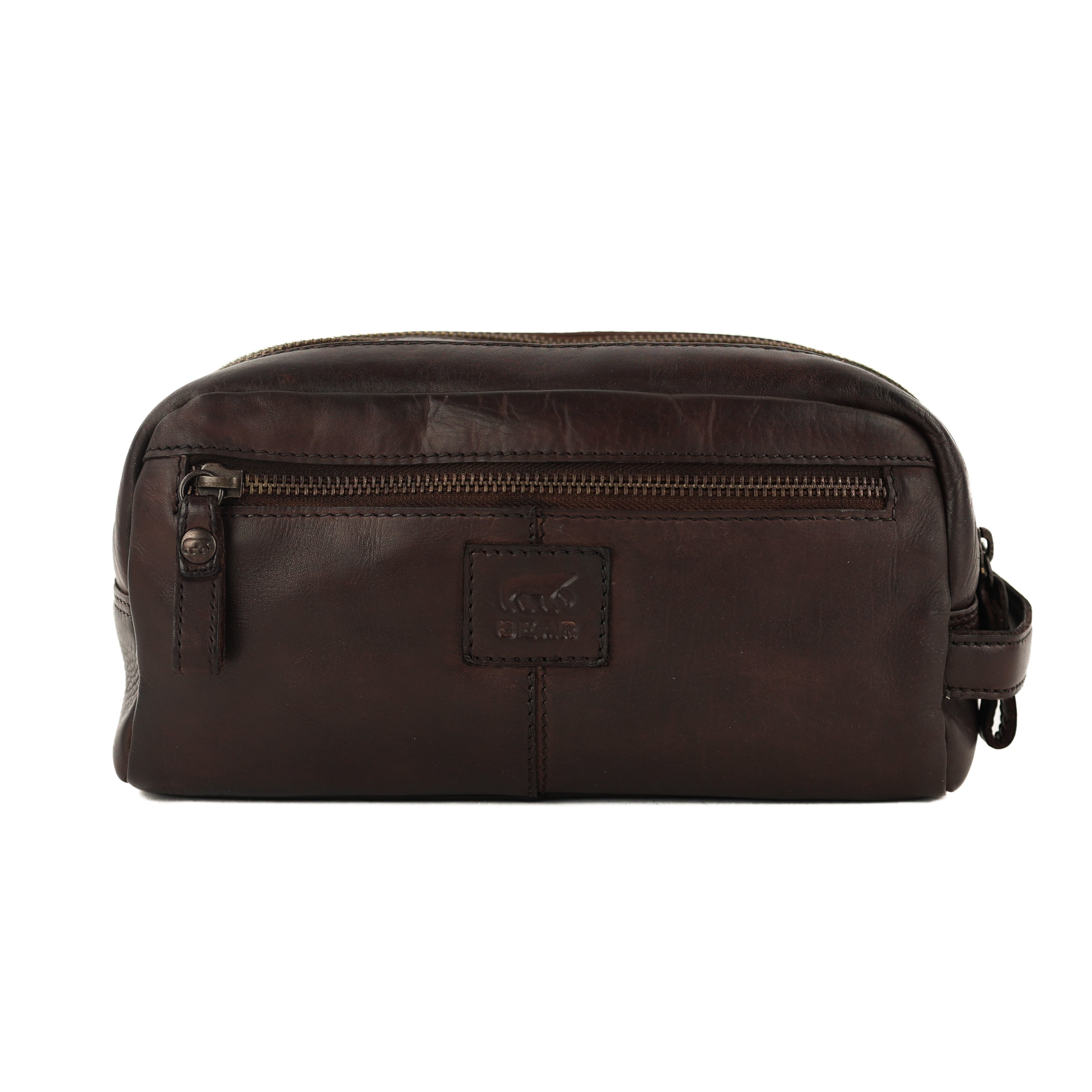 Toiletry bag with double compartment 'Bo' dark brown
