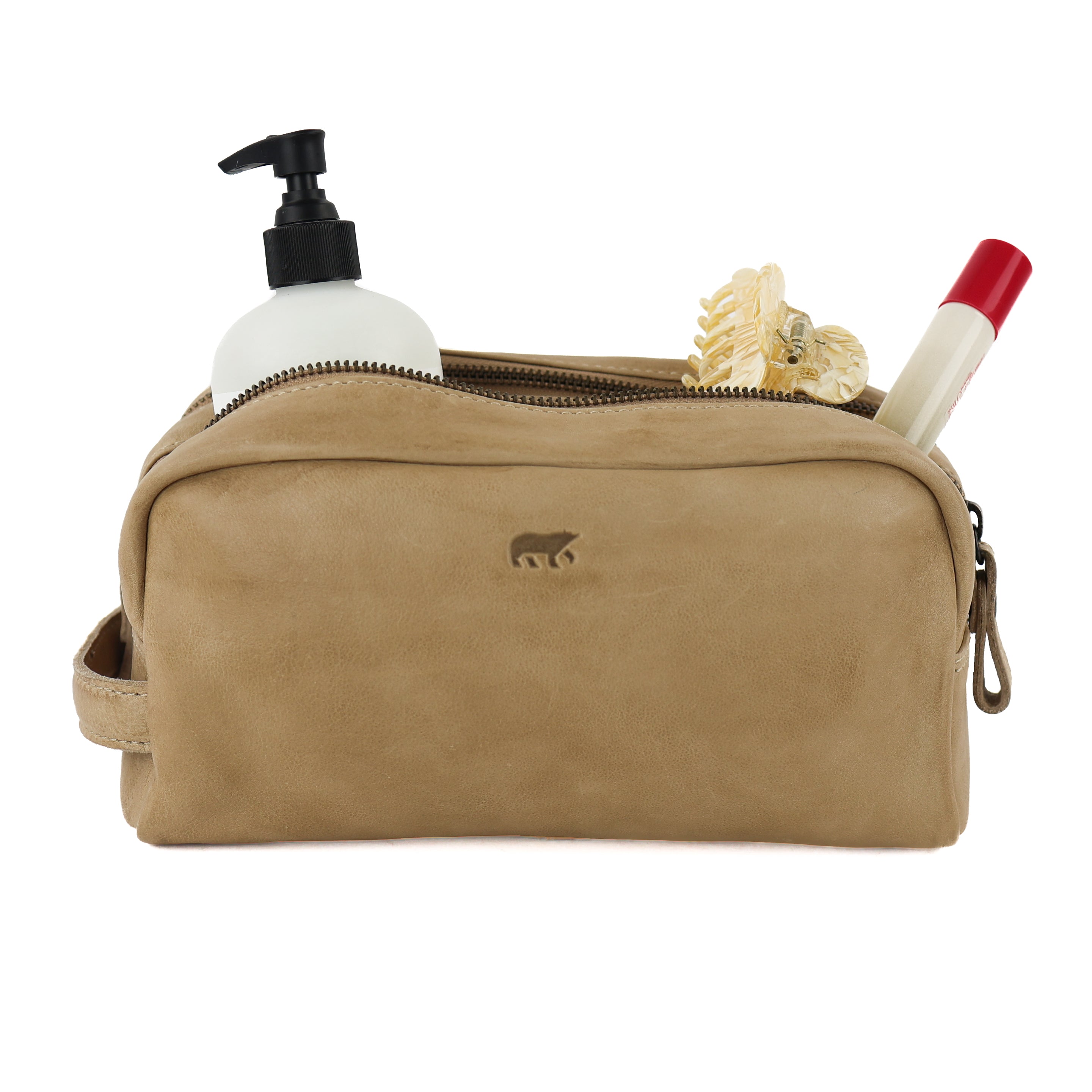 Toilettas met dubbel vak 'Bo' beige