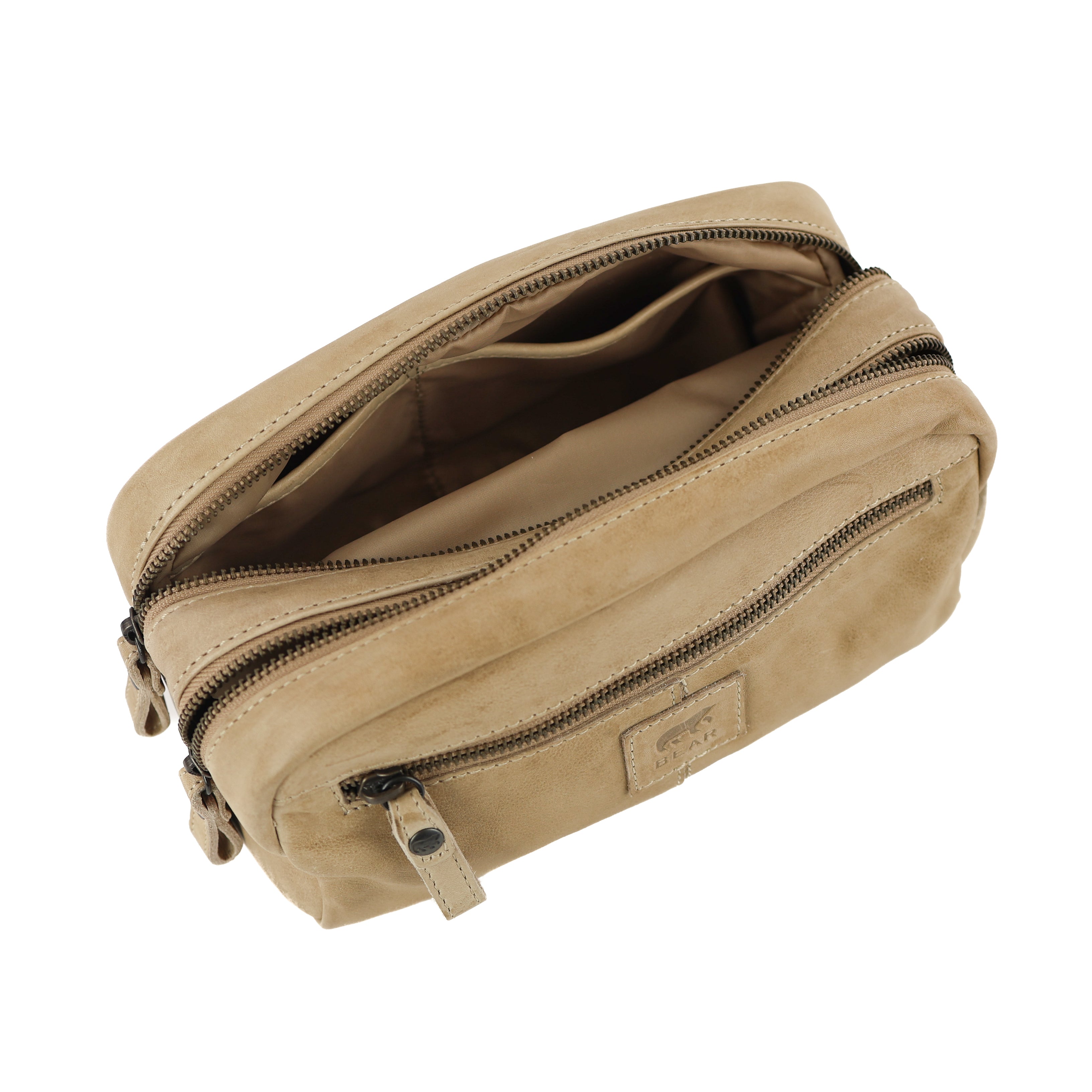 Toiletry bag with double compartment 'Bo' beige