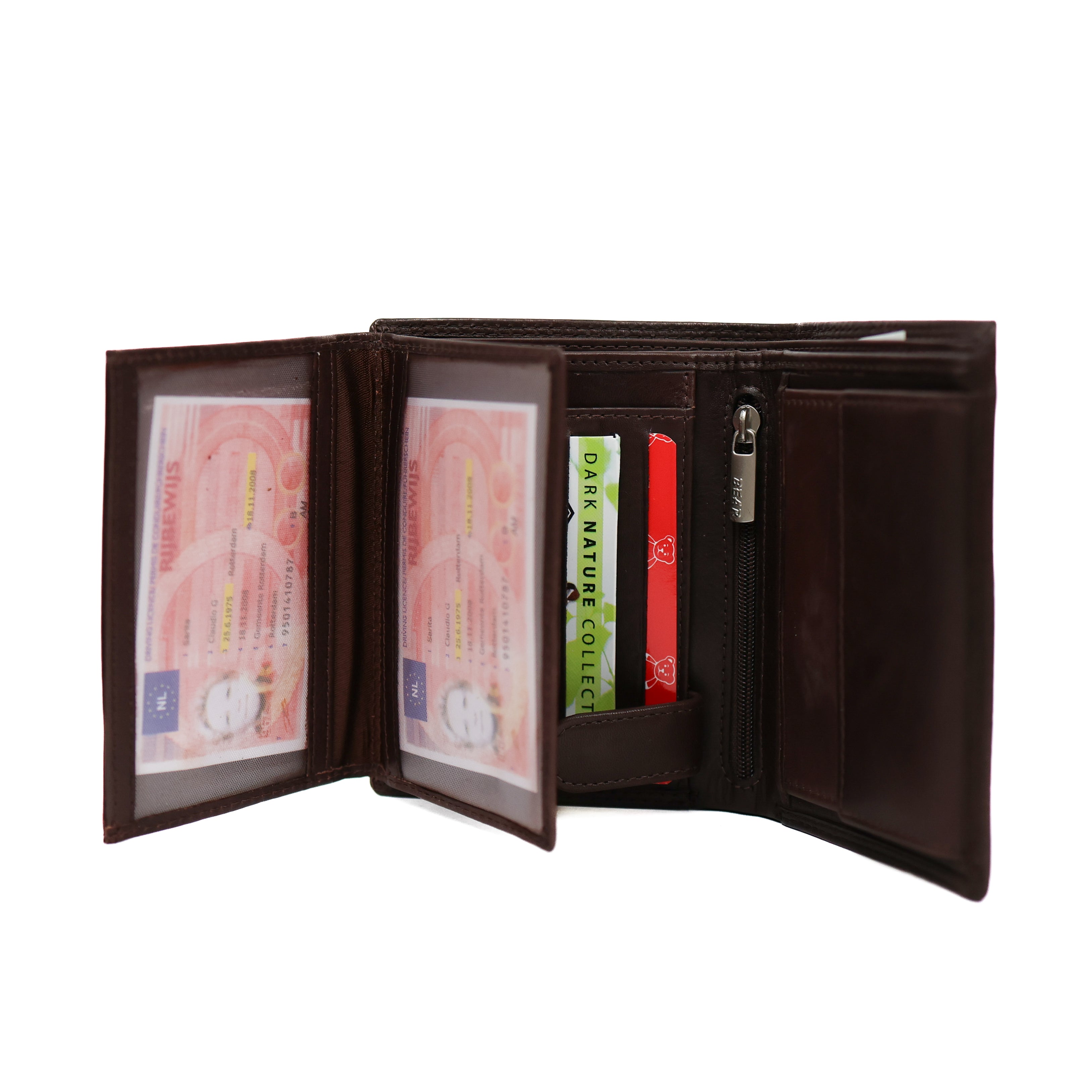 Hoge billfold 'Klaas' donkerbruin