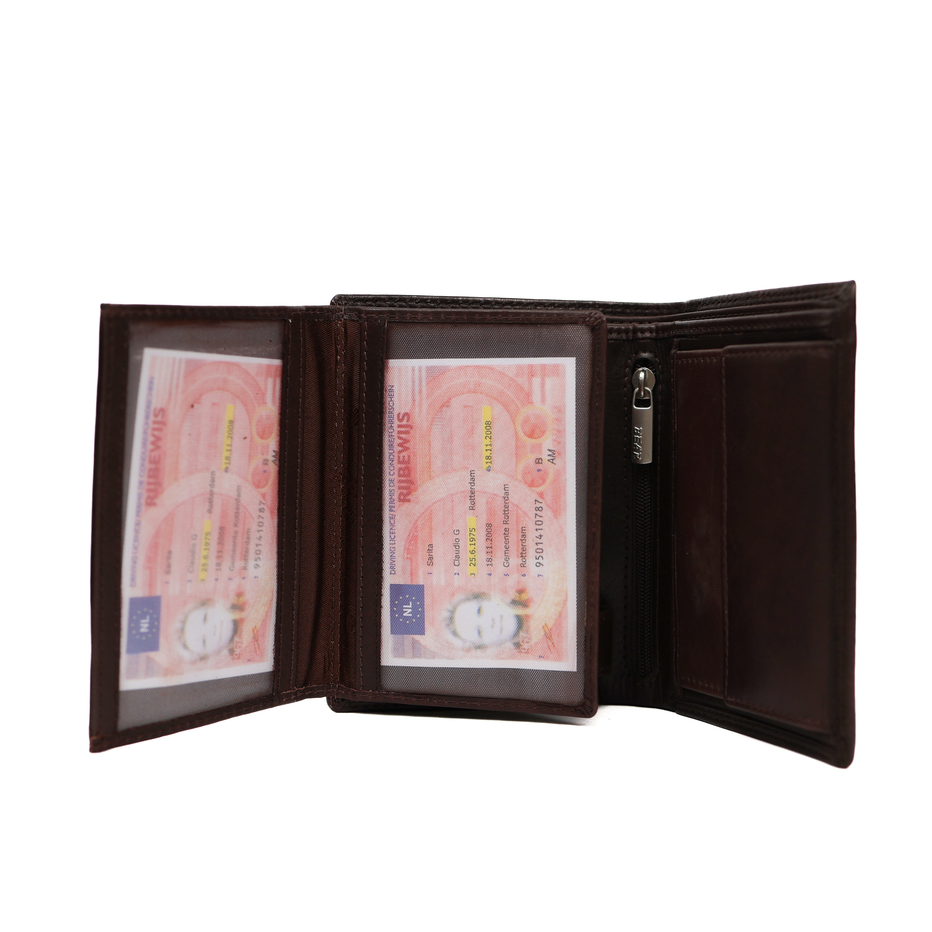 Hoge billfold 'Klaas' donkerbruin