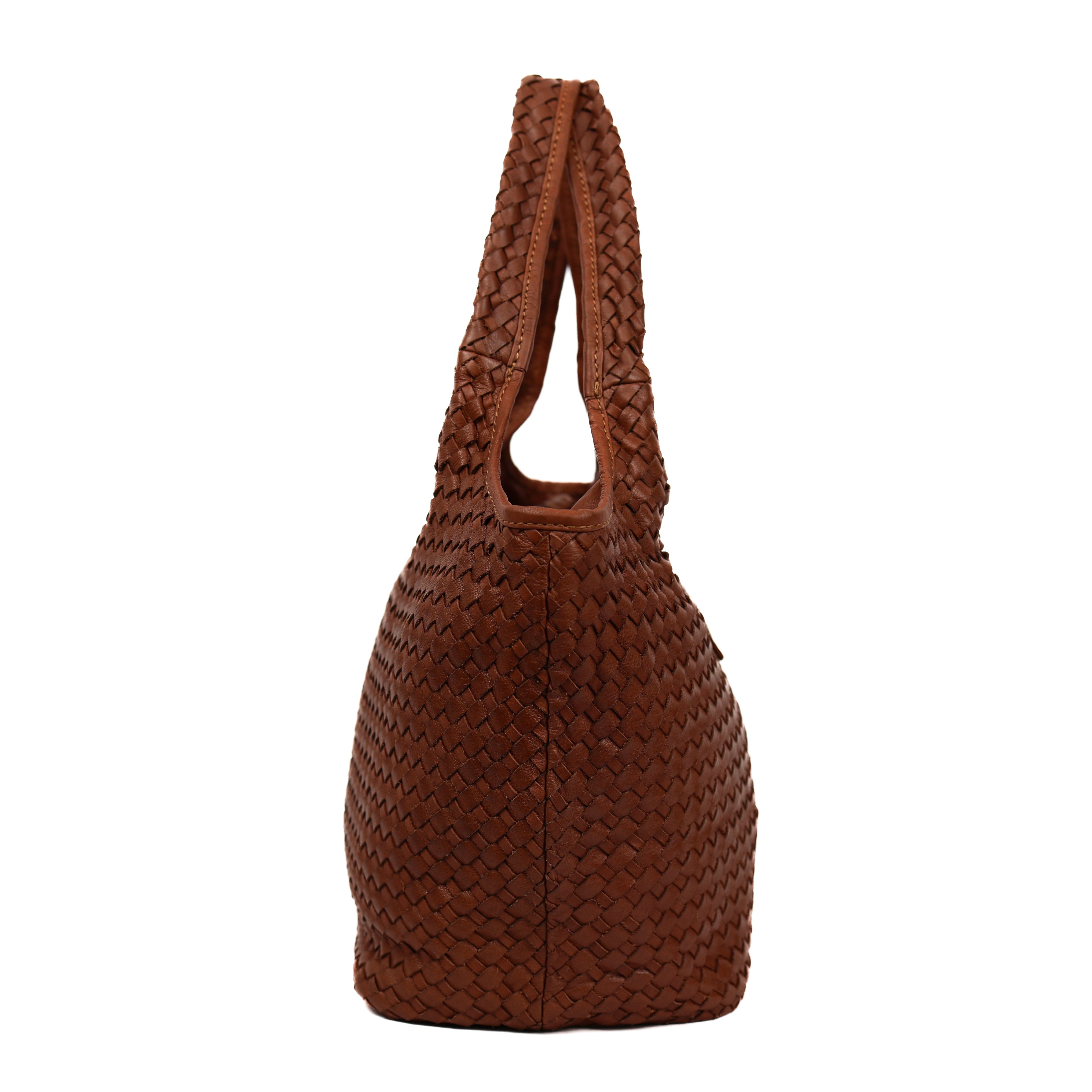 Braided hand/shoulder bag 'Juliëtte' cognac