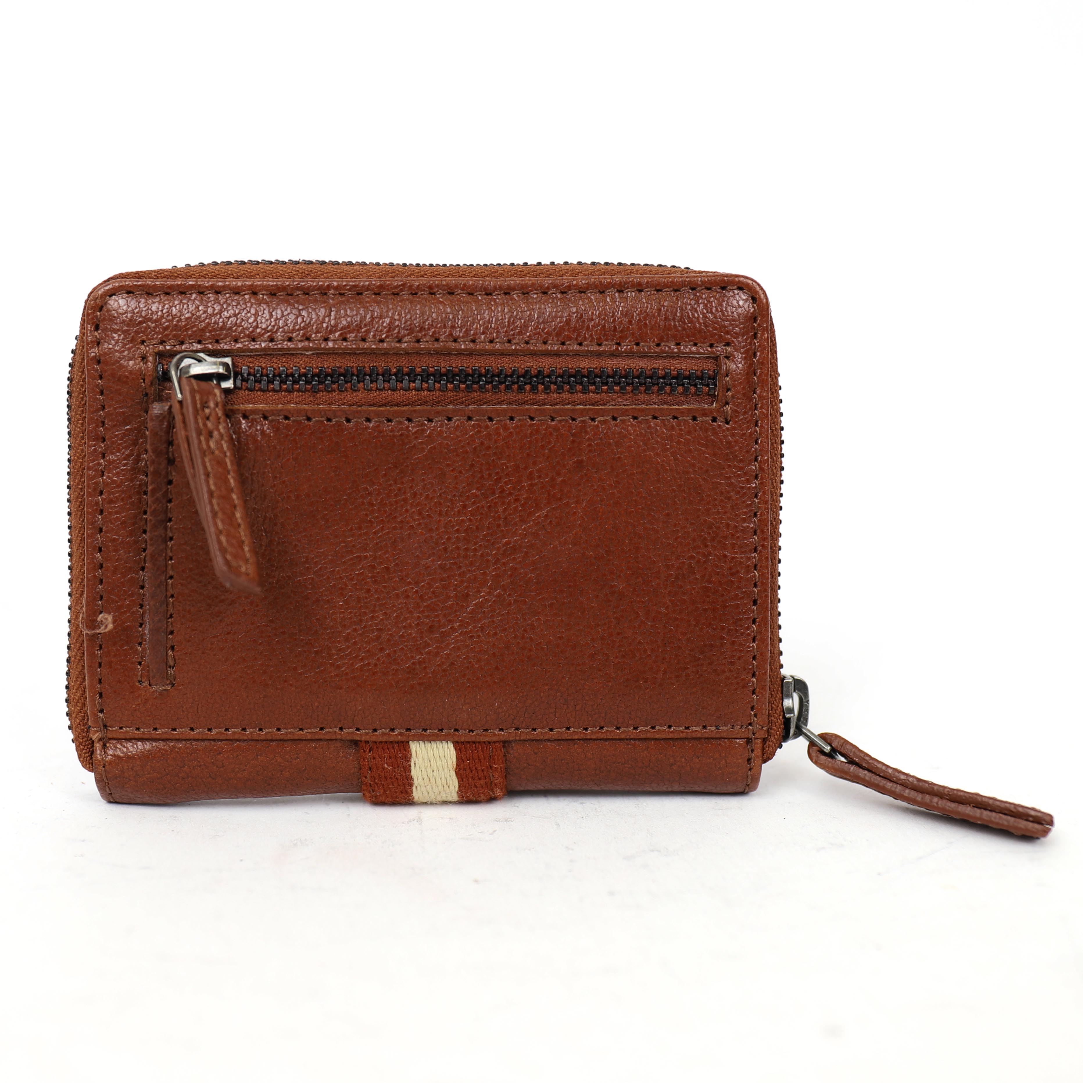 Ritsportemonnee 'Yanet' cognac/stripe