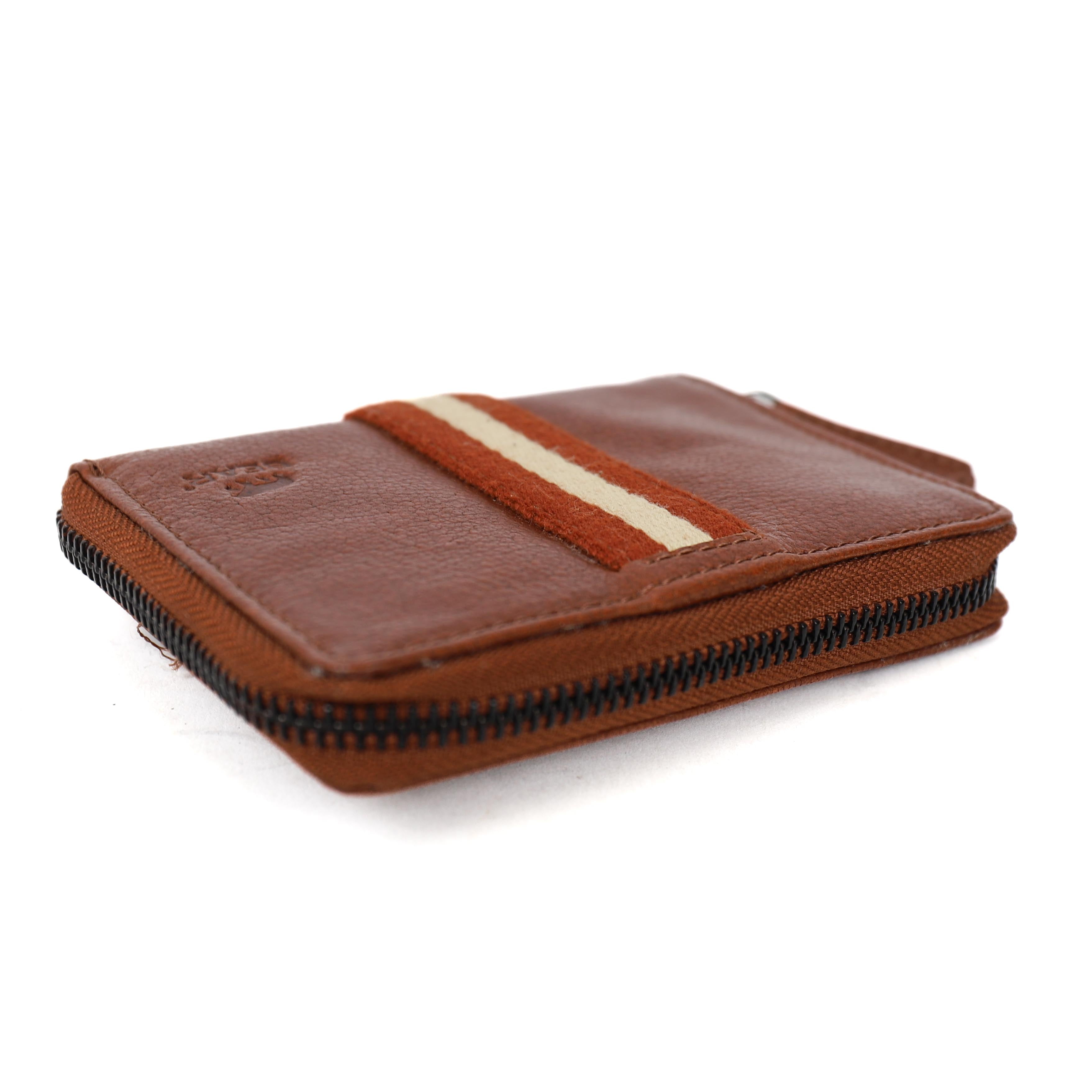 Zip wallet 'Yanet' cognac/stripe