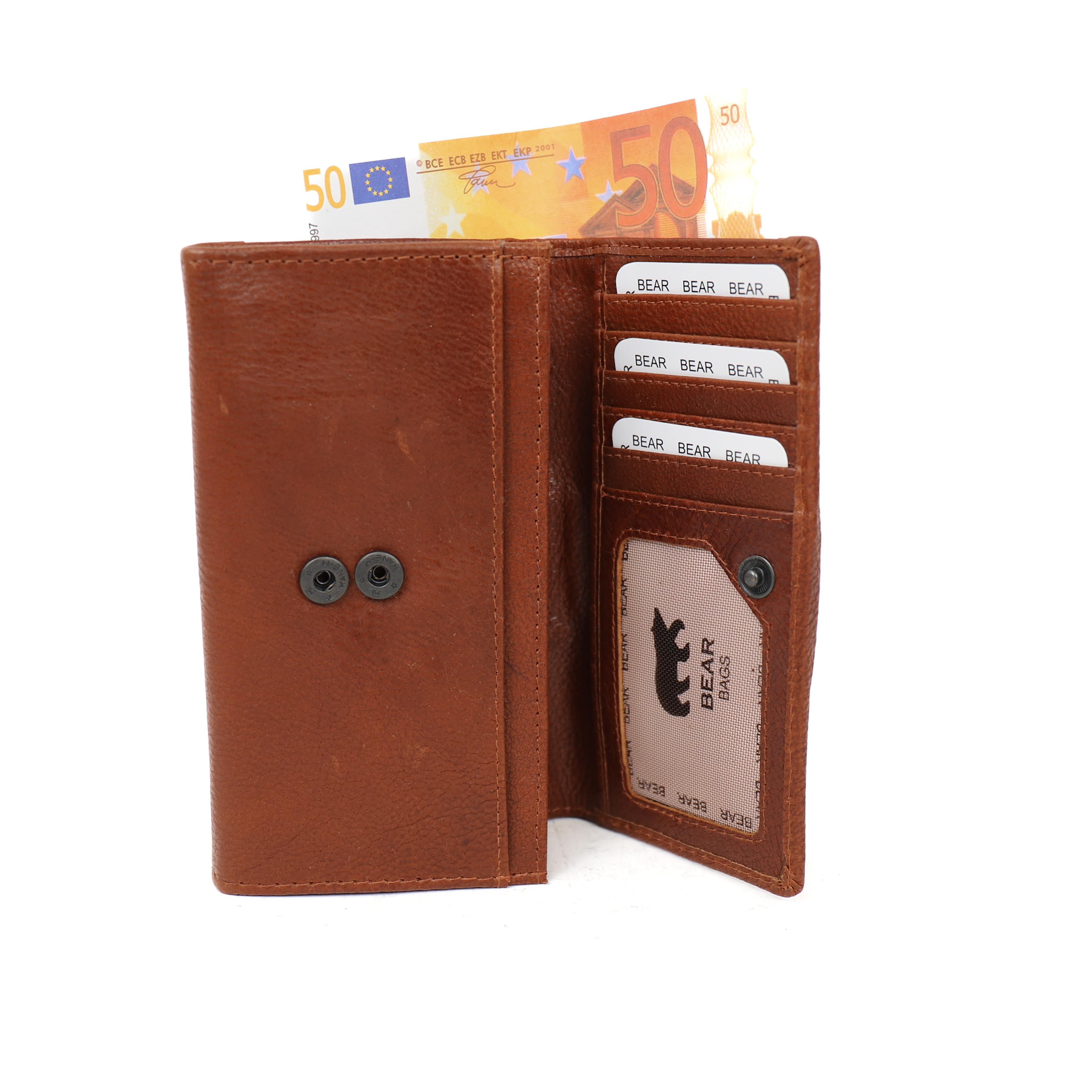 Overslag portemonnee 'Sweety' XL cognac/stripe