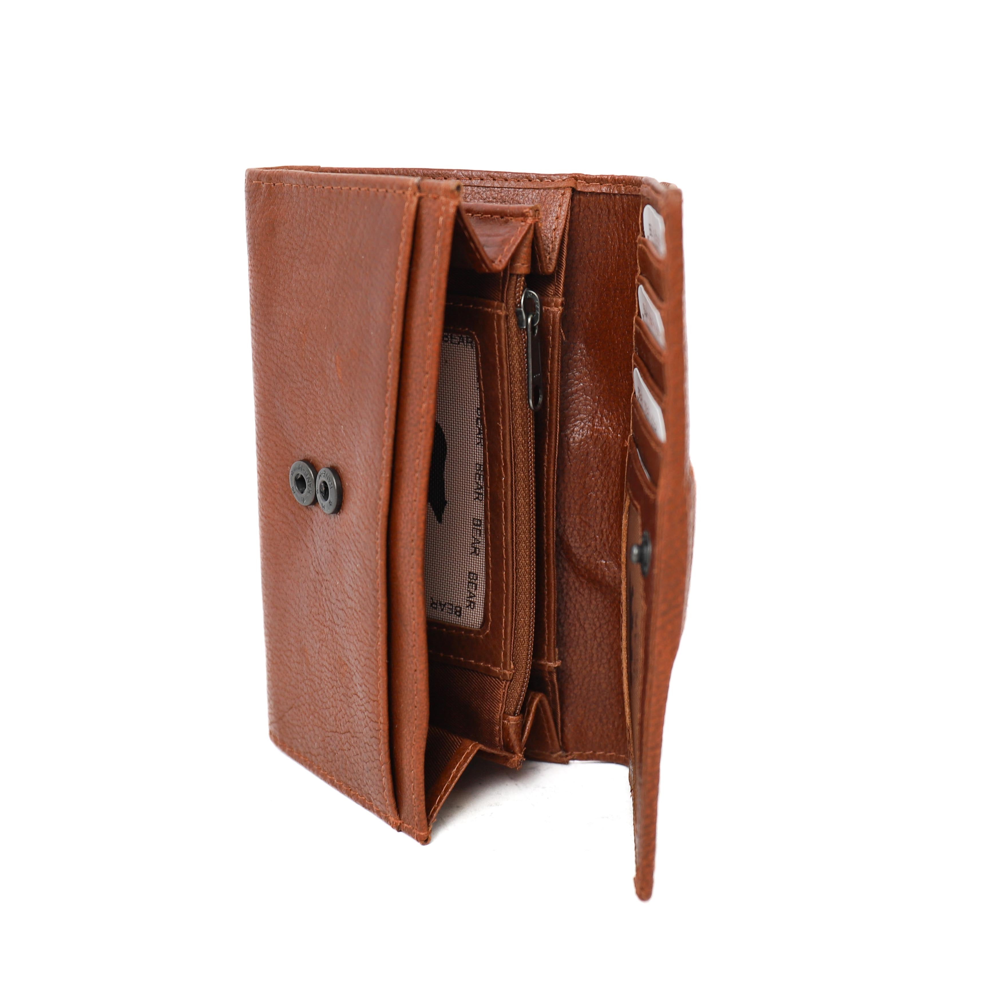 Overslag portemonnee 'Sweety' XL cognac/stripe