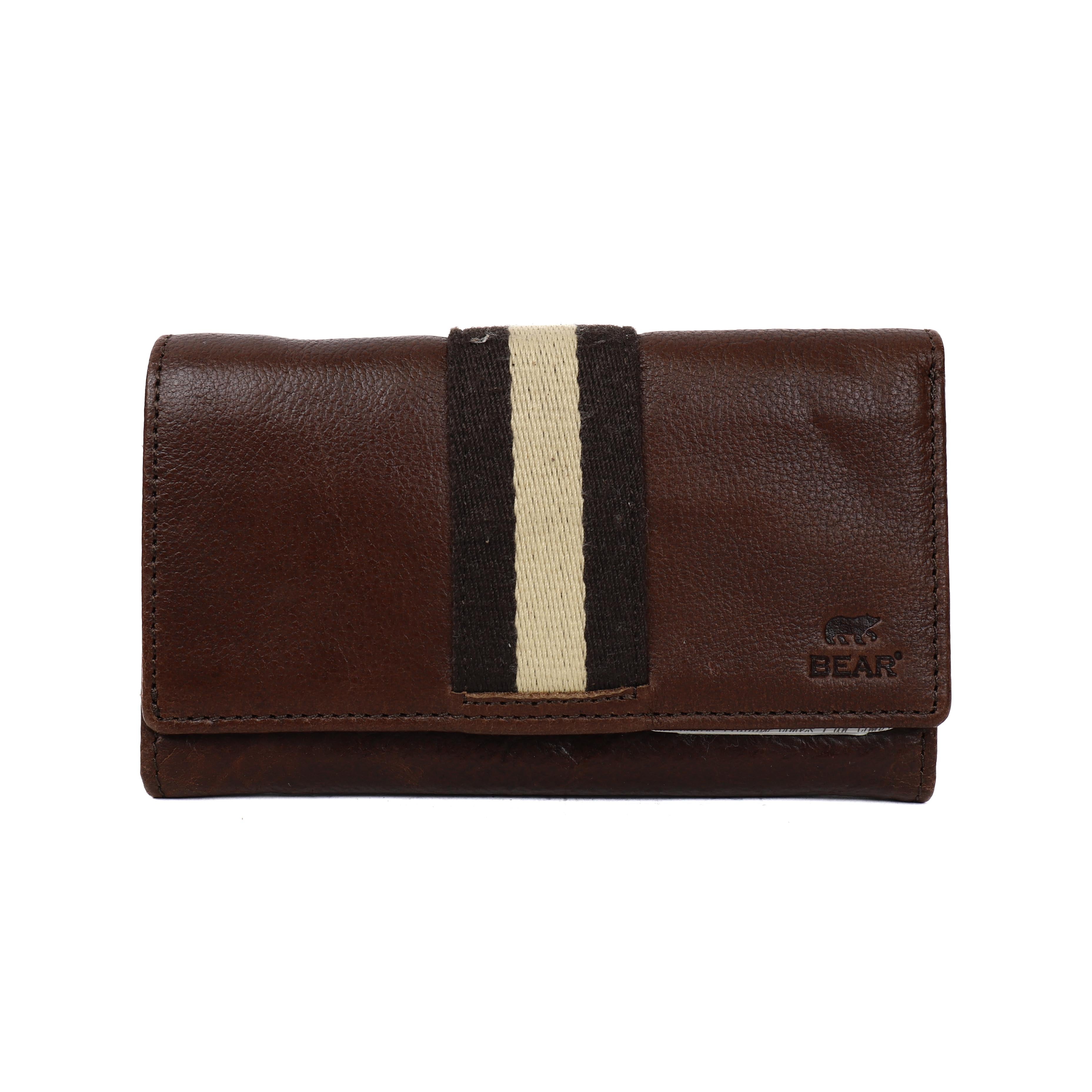 Overslag portemonnee 'Sweety' XL bruin/stripe