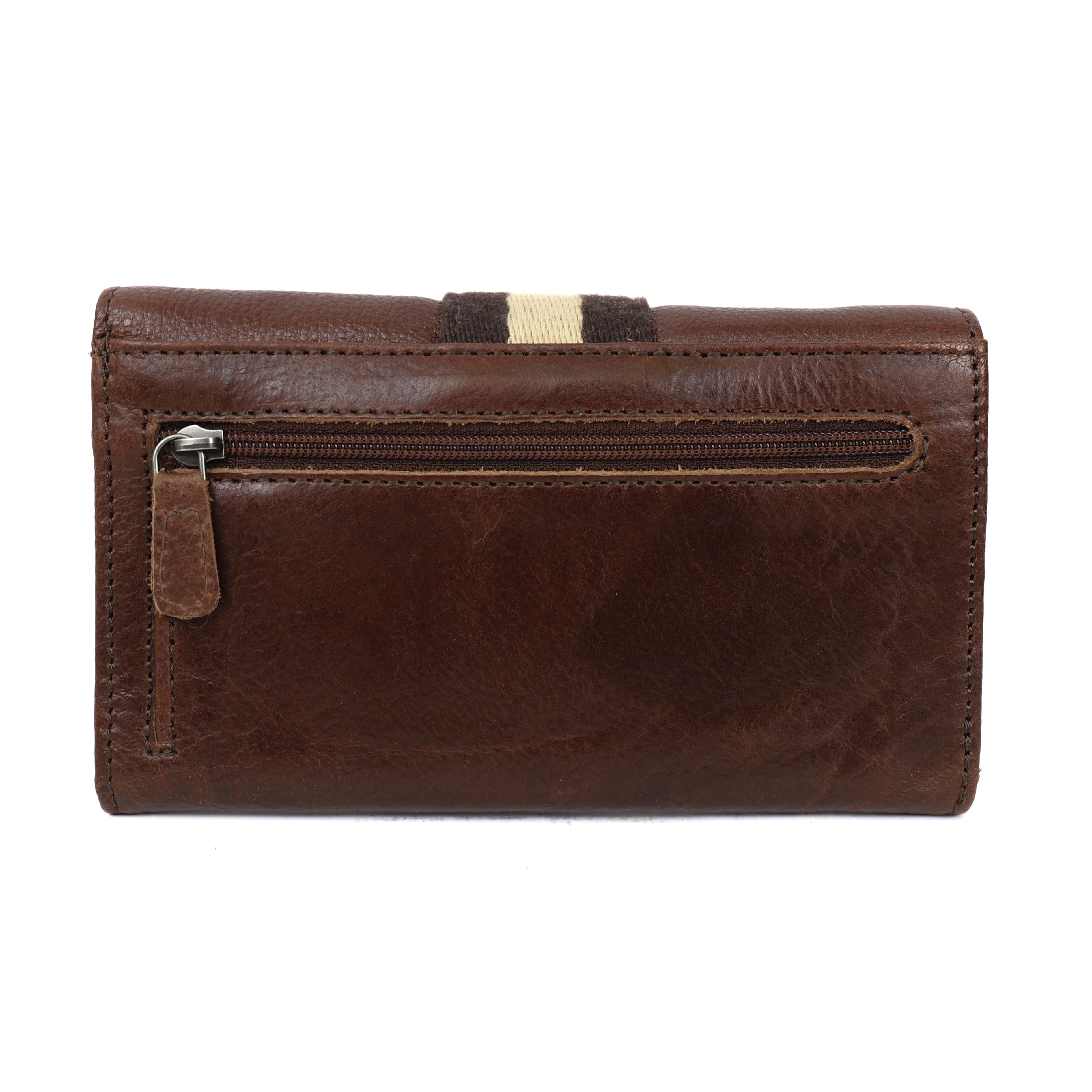 Overslag portemonnee 'Sweety' XL bruin/stripe