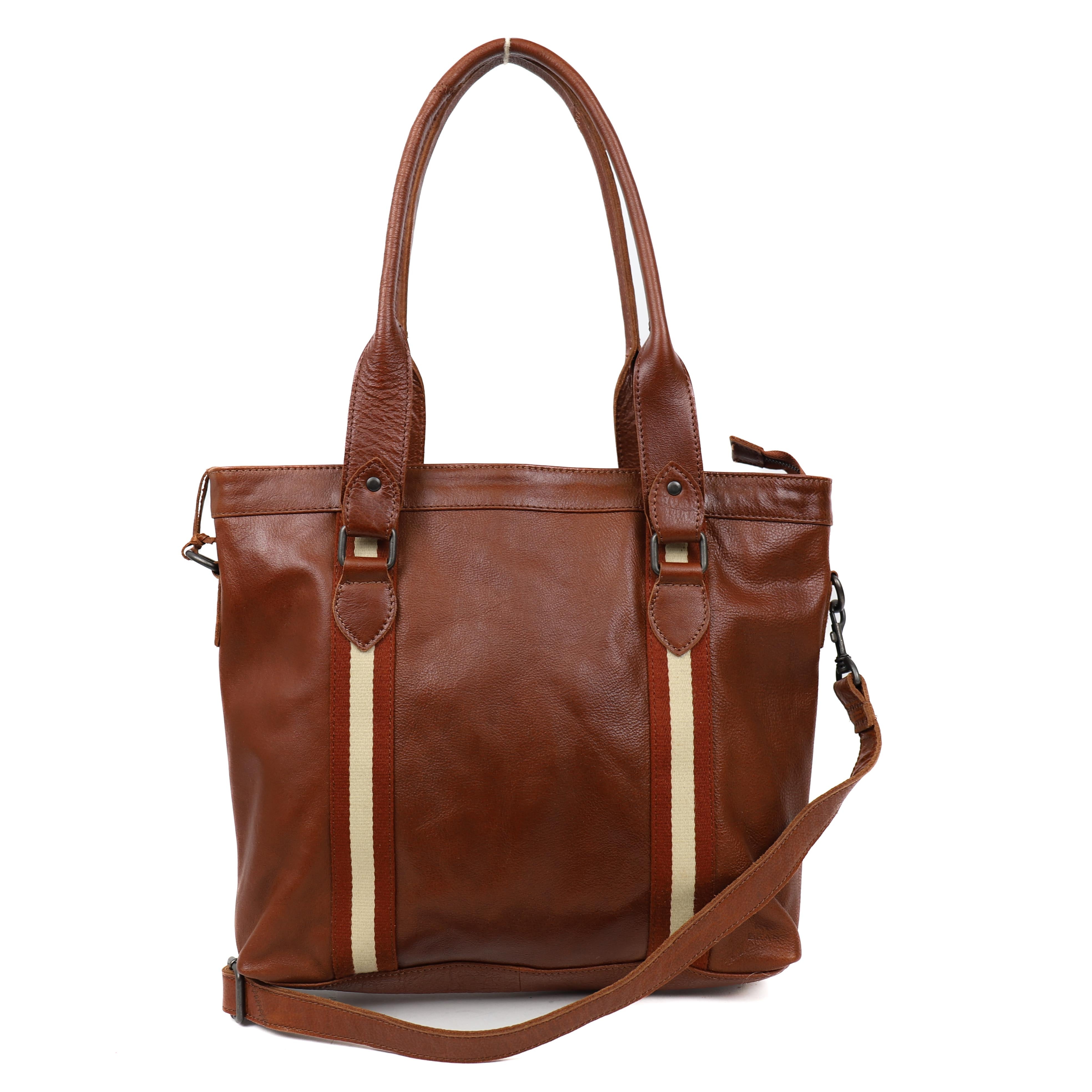 Hand-/schoudertas 'Tygo' cognac/stripe