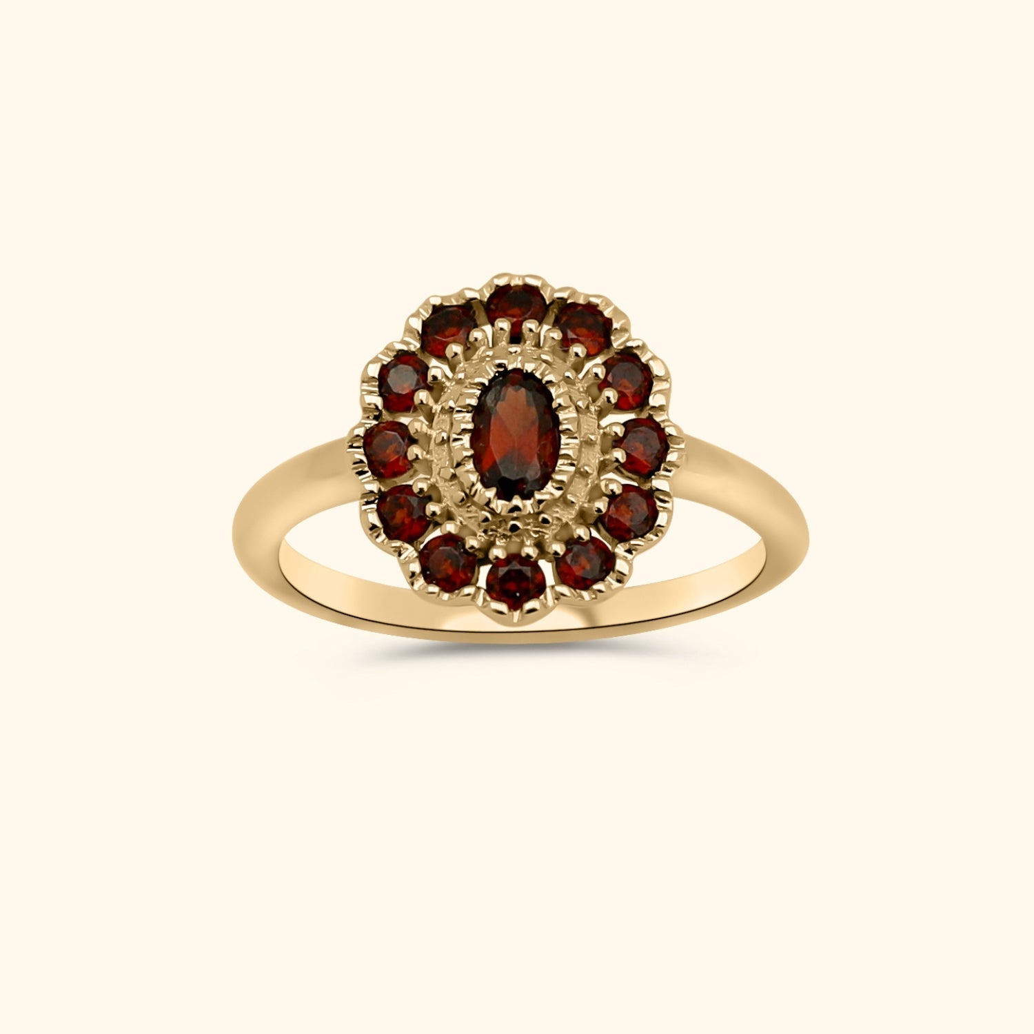 Kae Garnet Flower ring