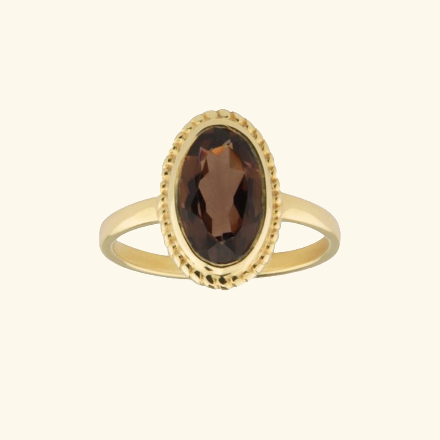 Vintage Luna Rookkwarts ring gold plated brass
