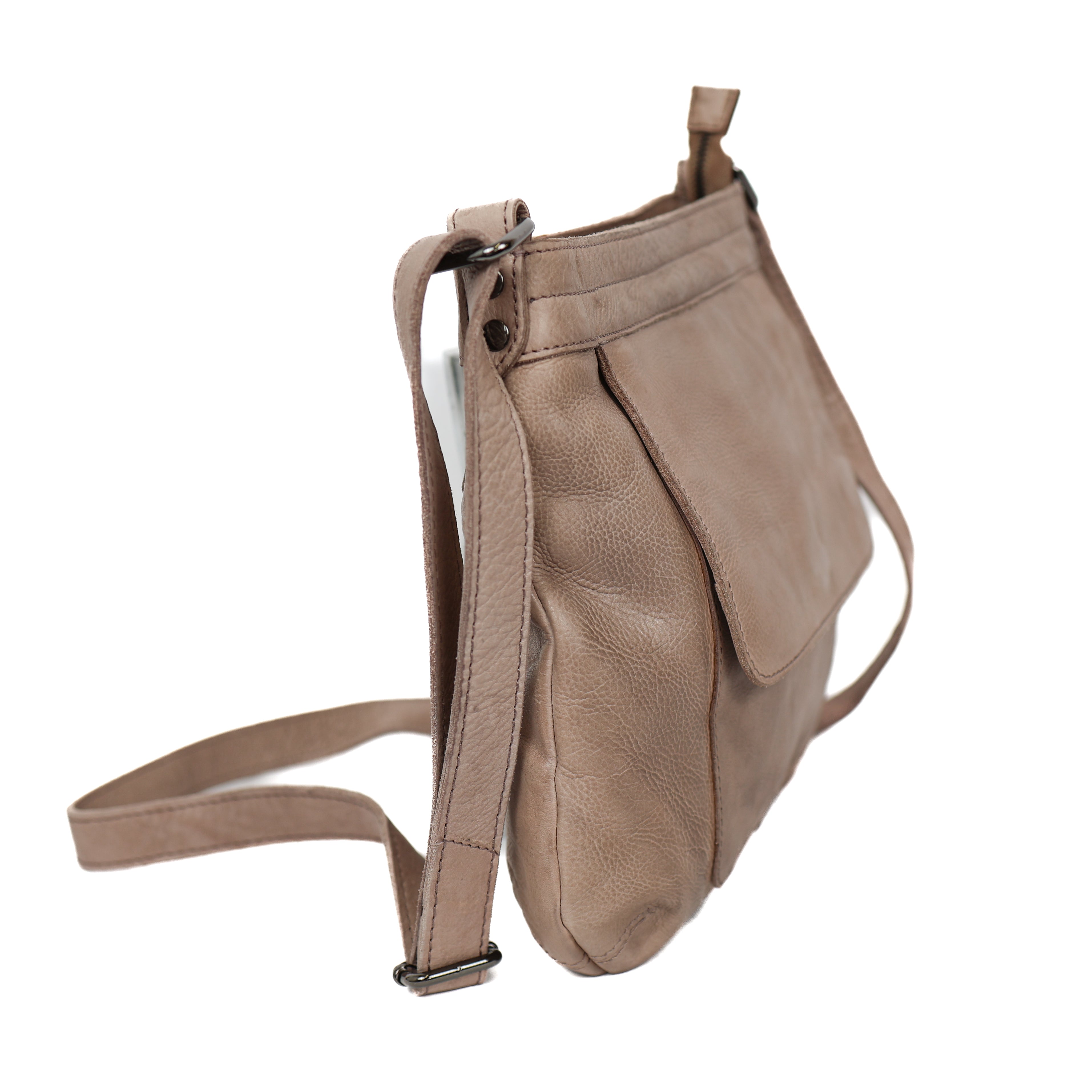 Schoudertas met voorvak 'Merle' taupe