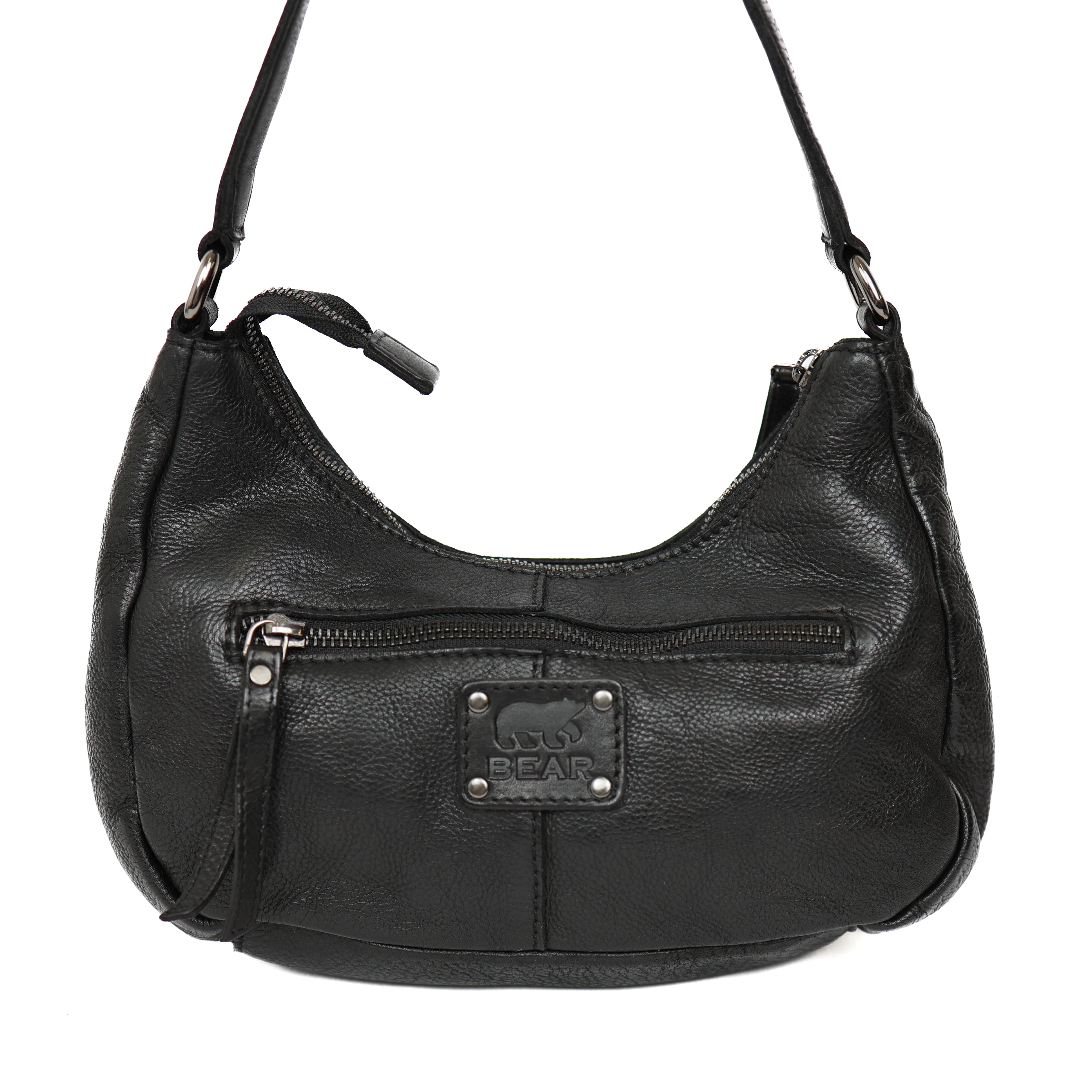 Hand/shoulderbag with front pockets 'Nienke' black