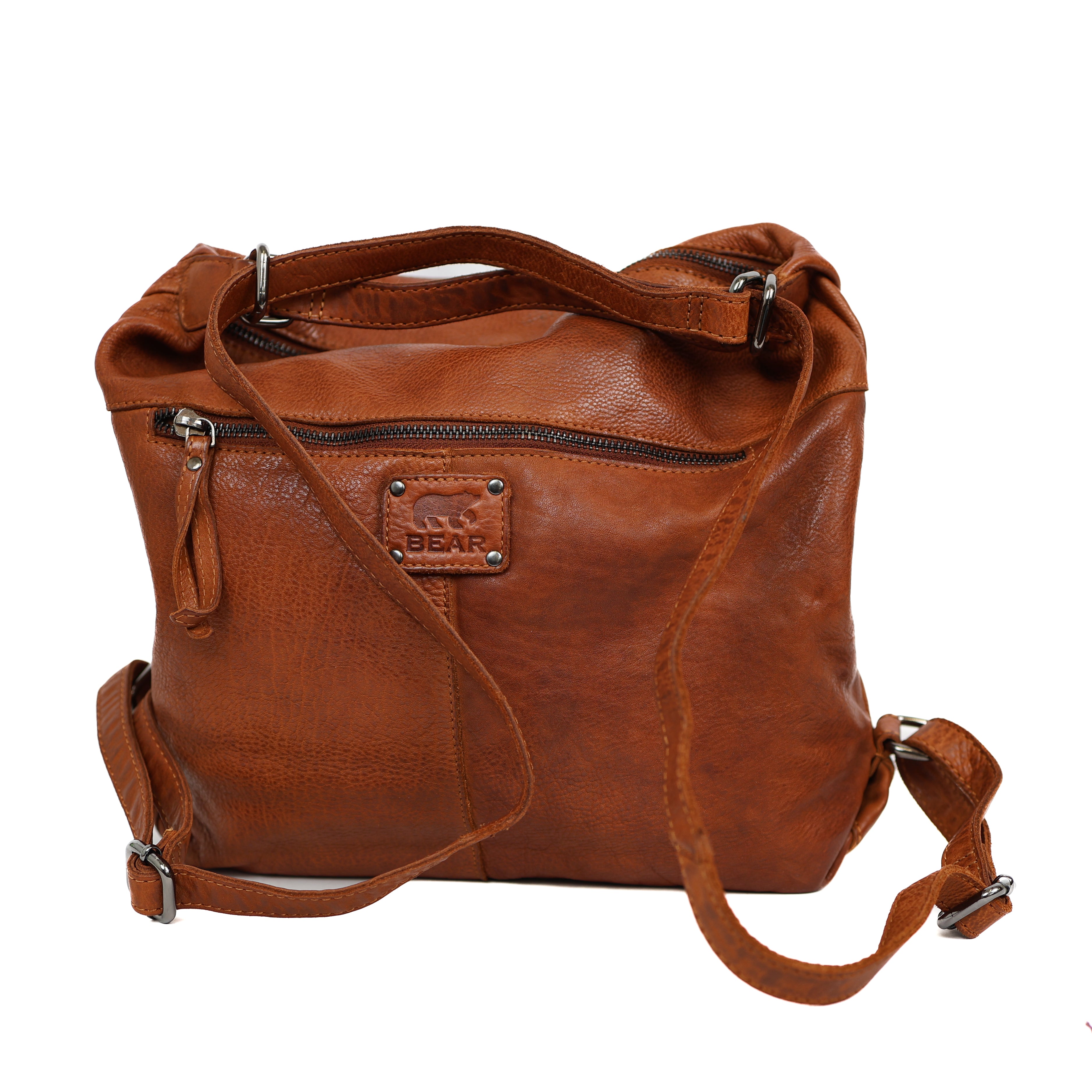 Rugzak/handtas 'Veerle' cognac