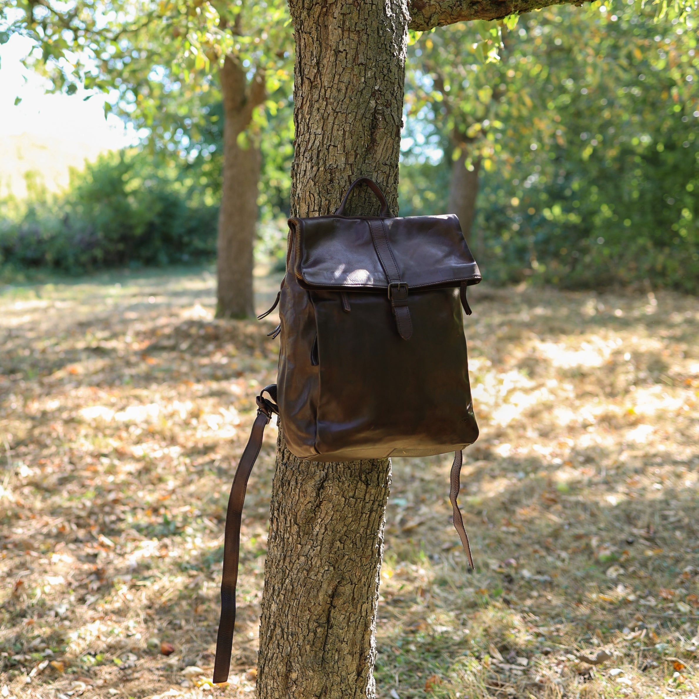 Rolltop laptop rugzak 15.6" 'Kai' donkerbruin
