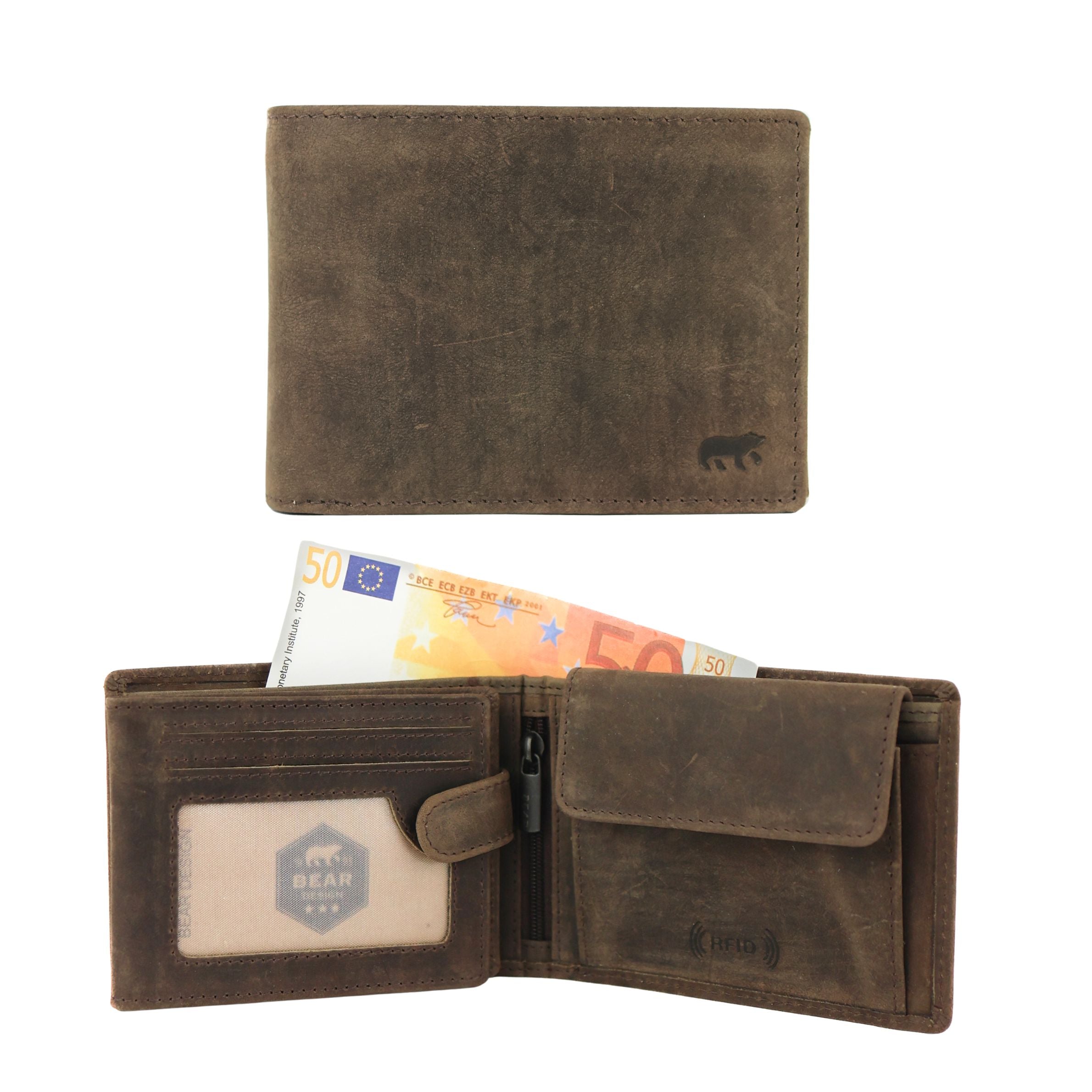 Ruime herenportemonnee/billfold 'Tijn' bruin