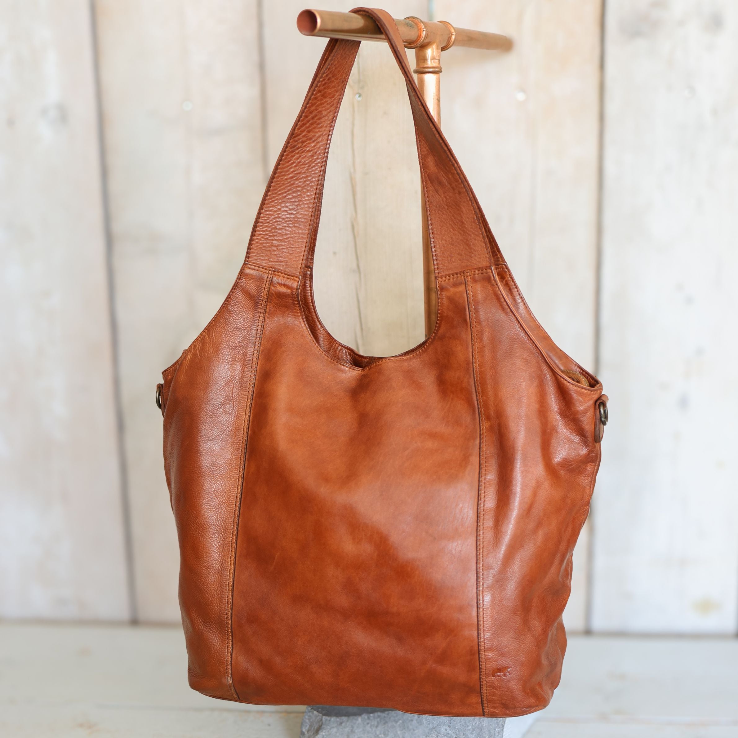 Ruime shopper/buideltas 'Aurora' cognac