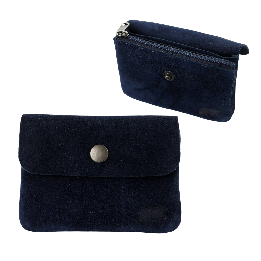 Suède portemonneetje 'Pietje' donkerblauw
