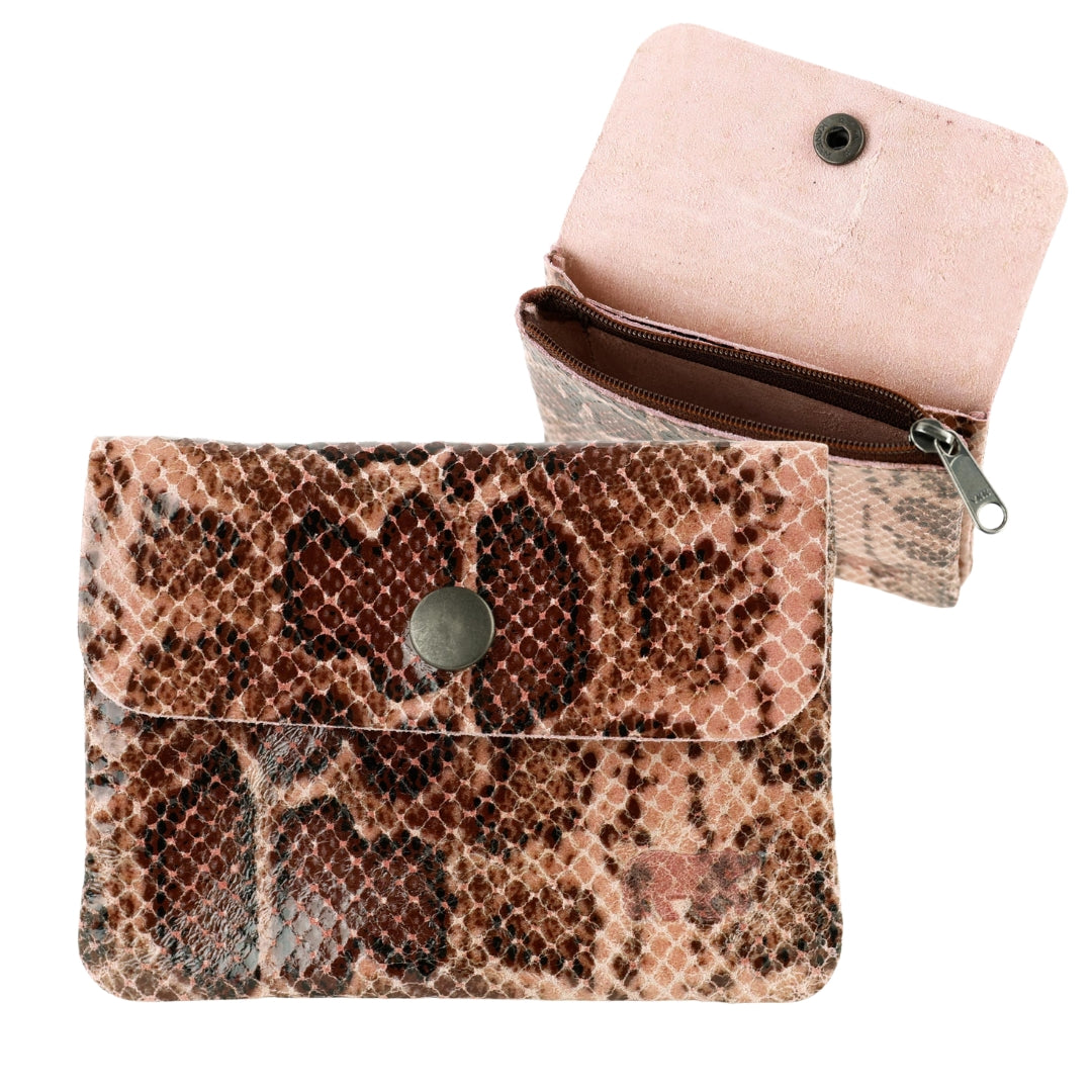Portemonneetje 'Pietje' snake pink