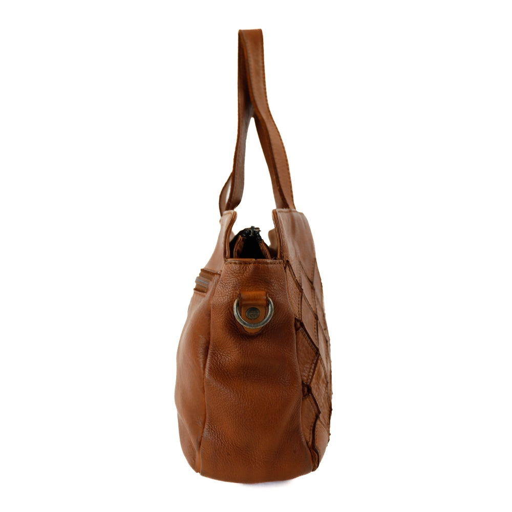 Patchwork hand/shoulder bag 'Alice' cognac