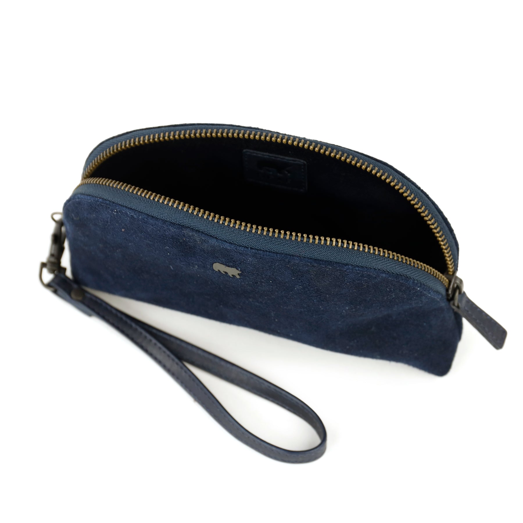 Suede pouch/make-up bag 'Jessie' navy