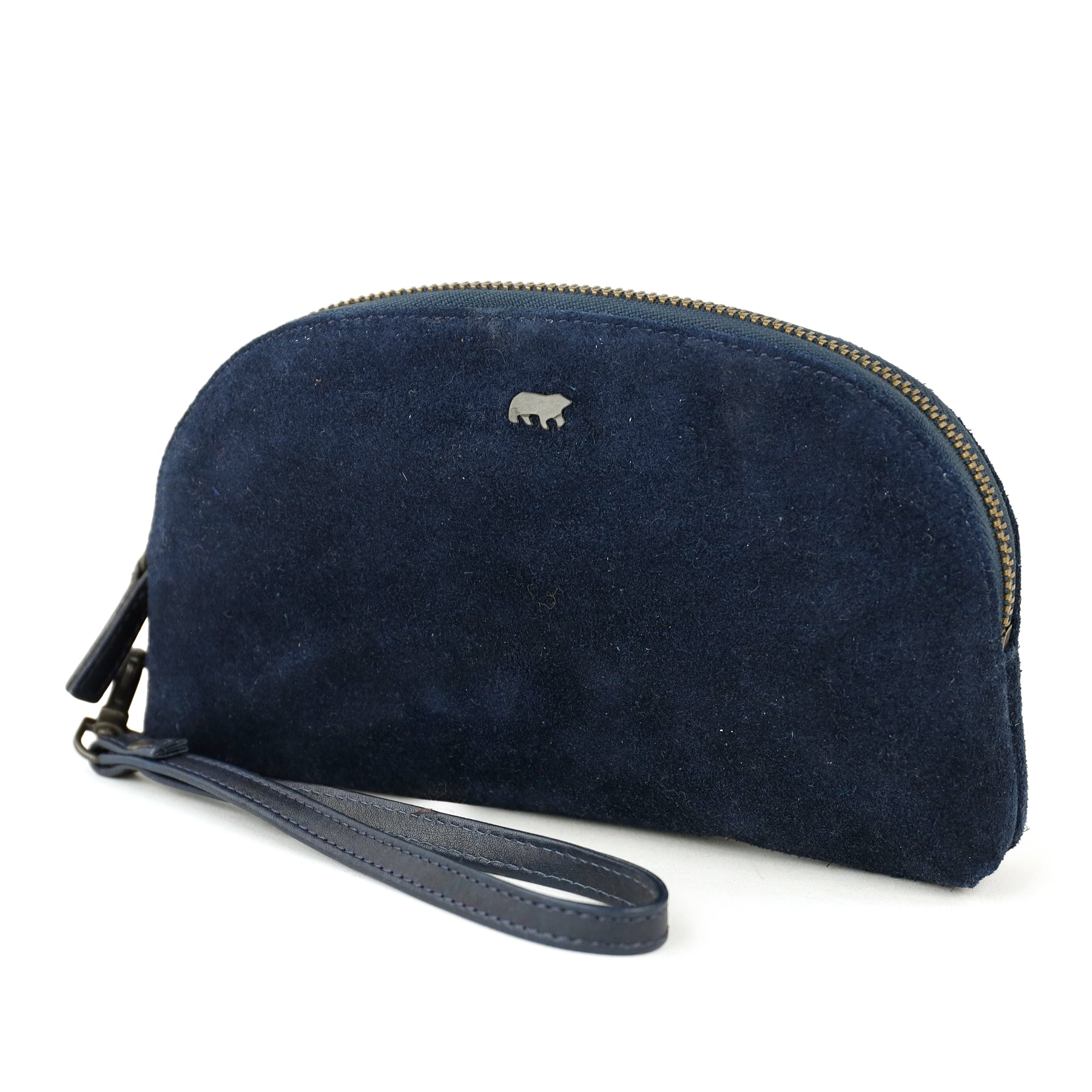 Suede pouch/make-up bag 'Jessie' navy