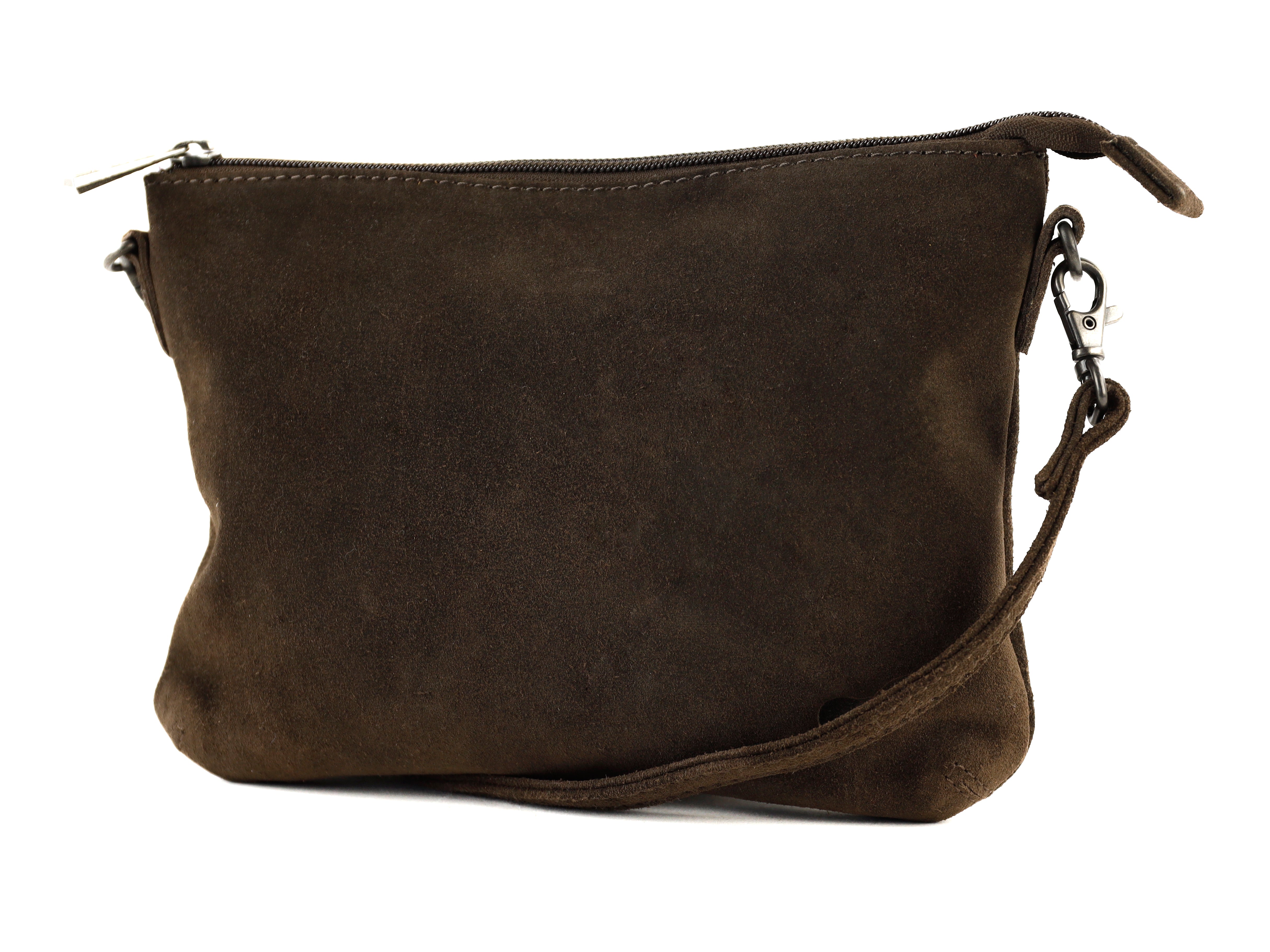 Suede schoudertasje 'Julie' Brown