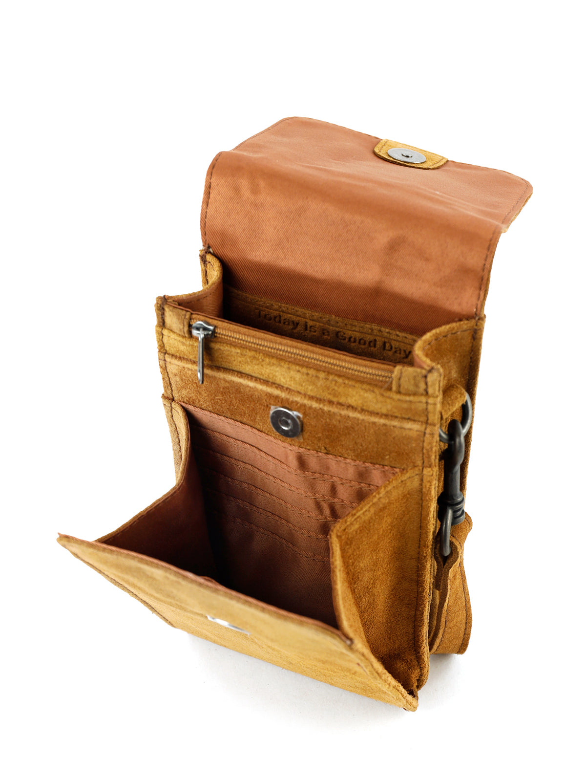 Suede schoudertasje 'Robbie' 2.0 cognac