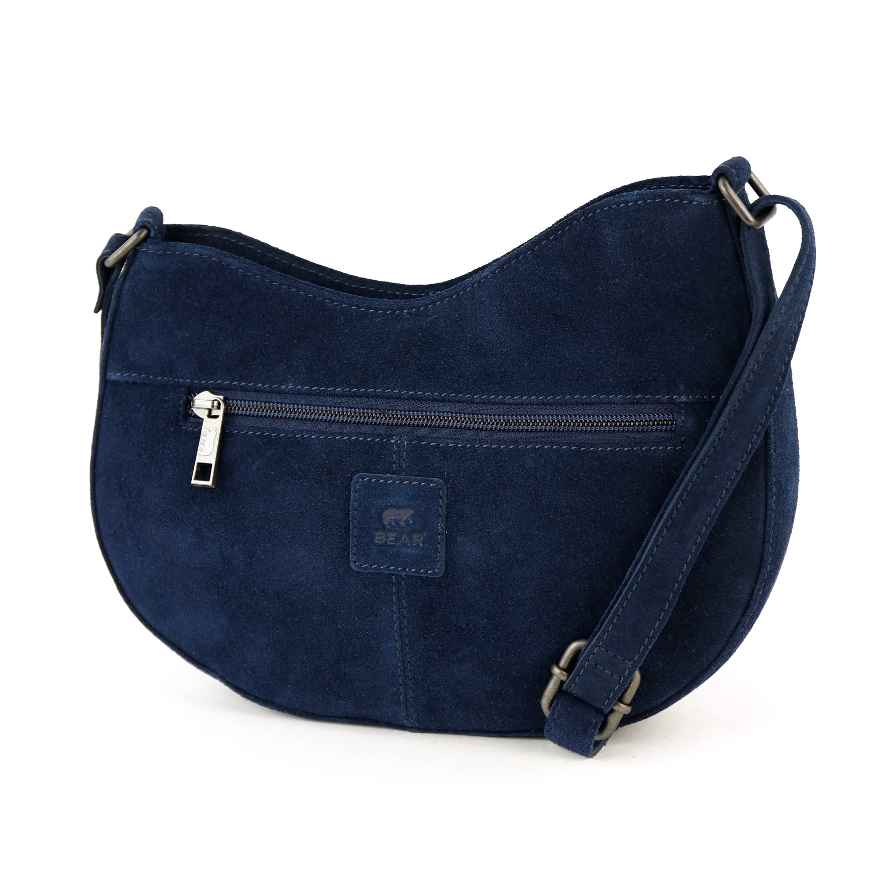 Suède schoudertasje 'Tamara' donkerblauw