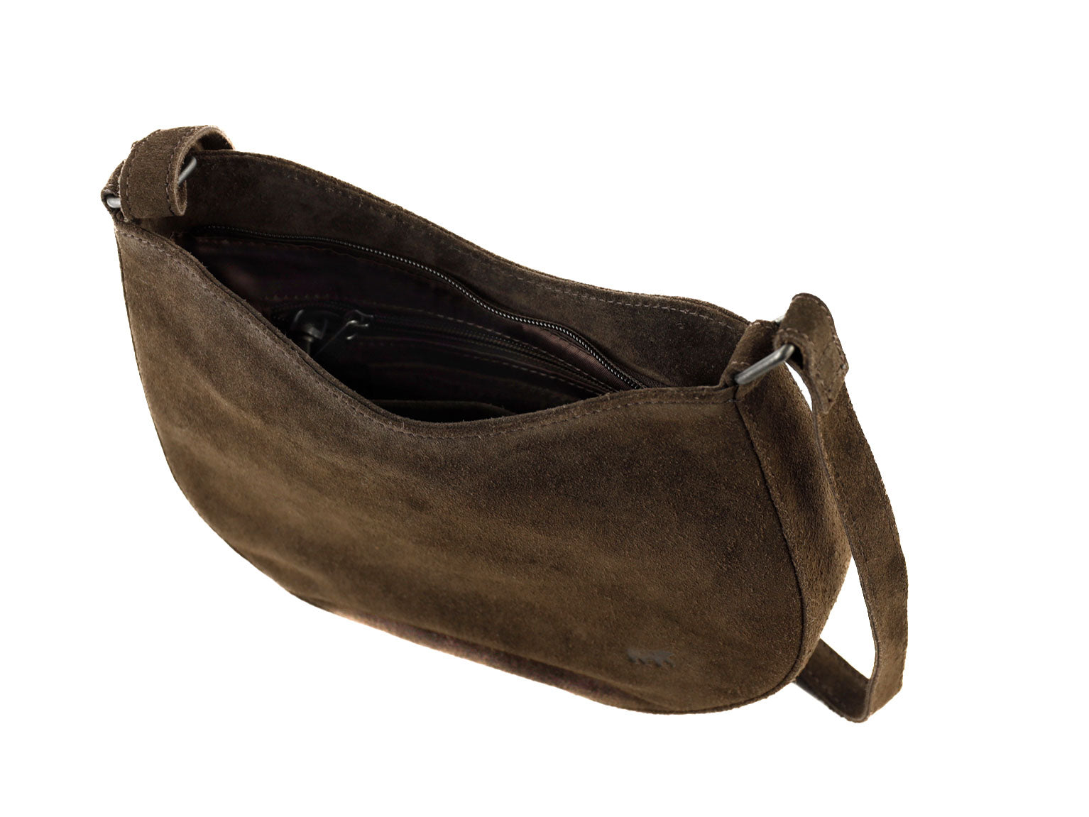 Suede schoudertasje 'Tamara' Brown