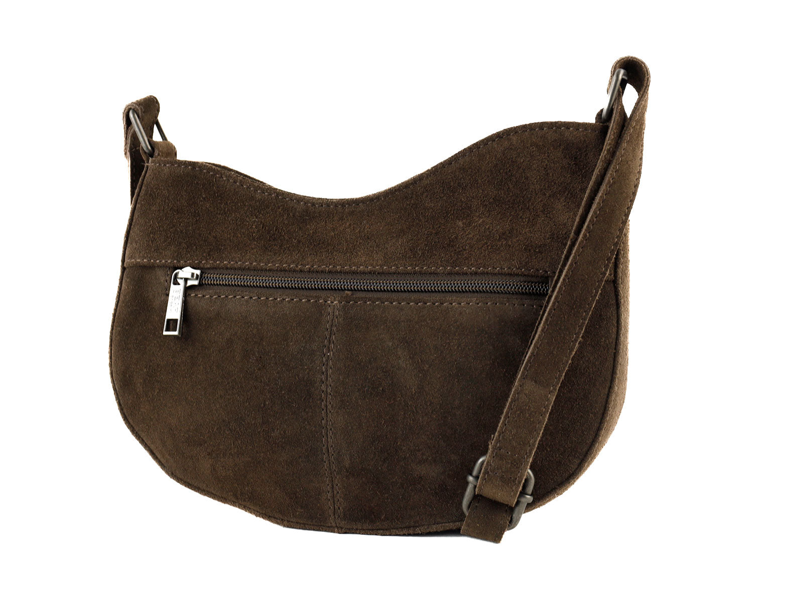 Suede shoulder bag 'Tamara' dark brown
