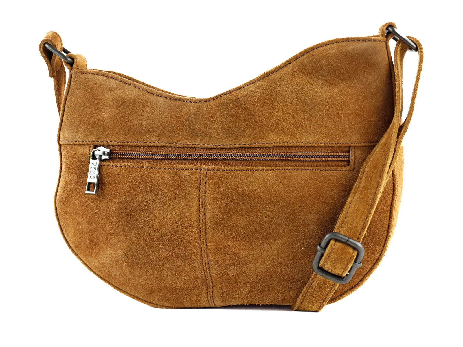 Suede shoulder bag 'Tamara' cognac