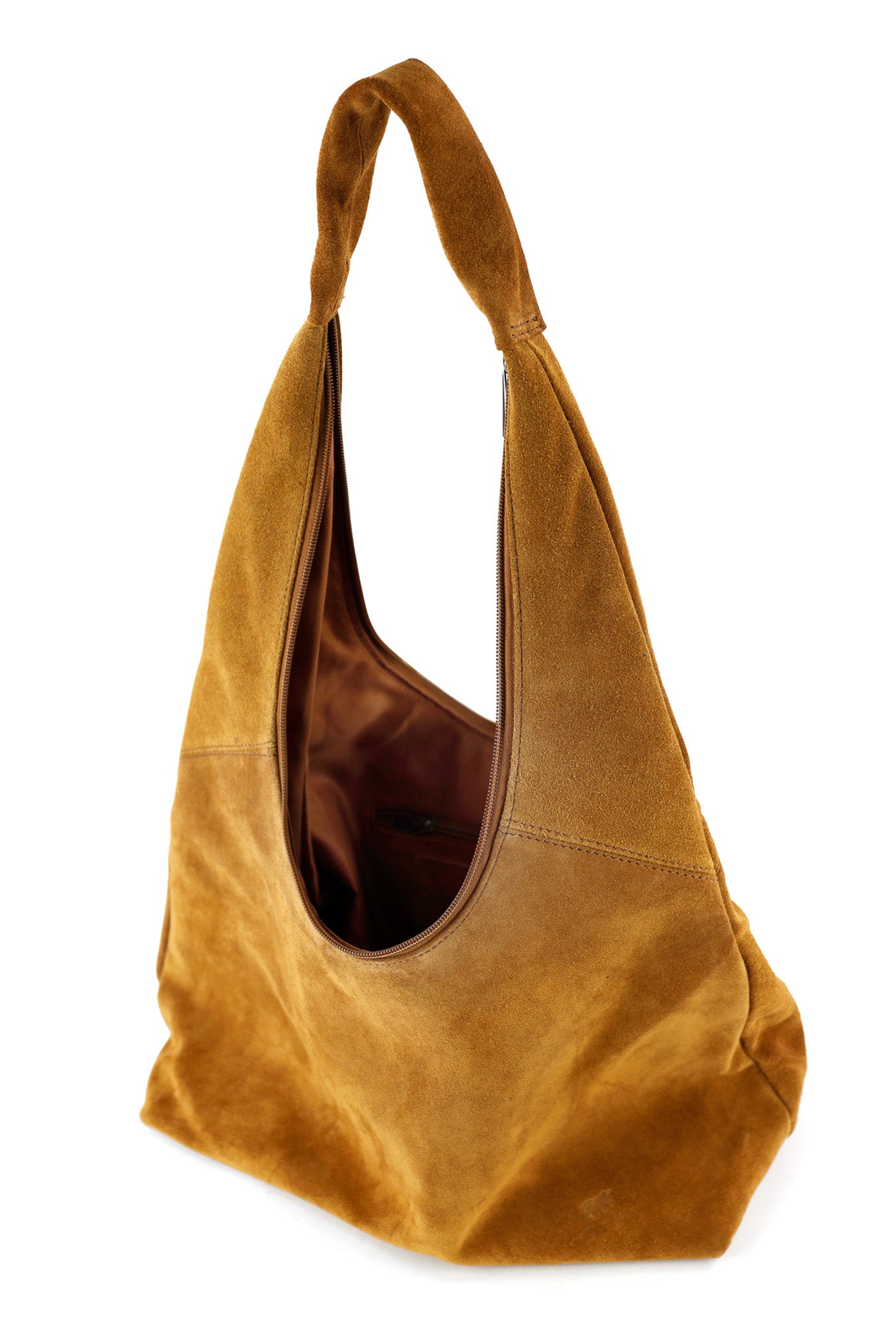 Suede pouch bag 'Pauline' cognac