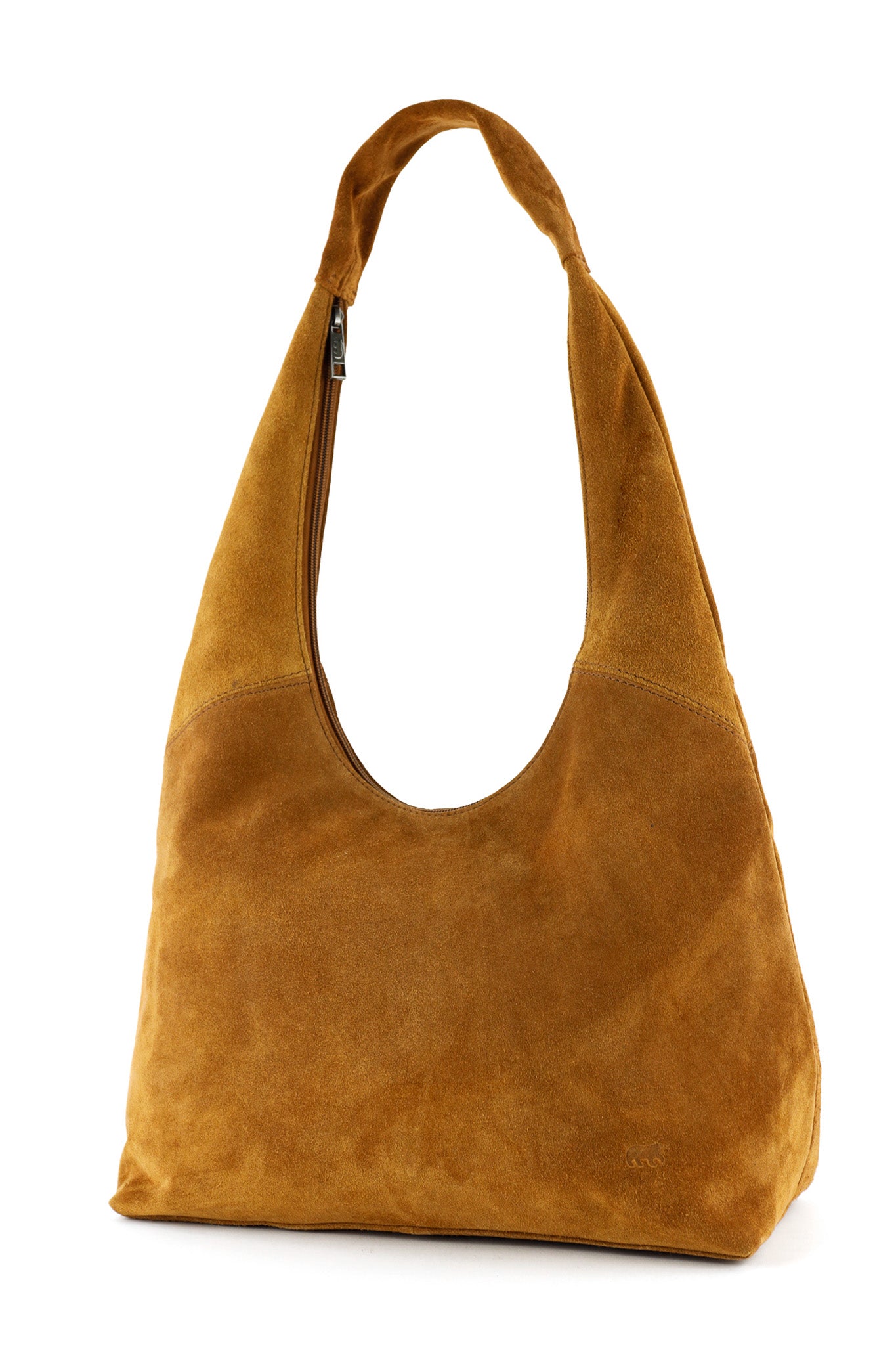 Suede pouch bag 'Pauline' cognac