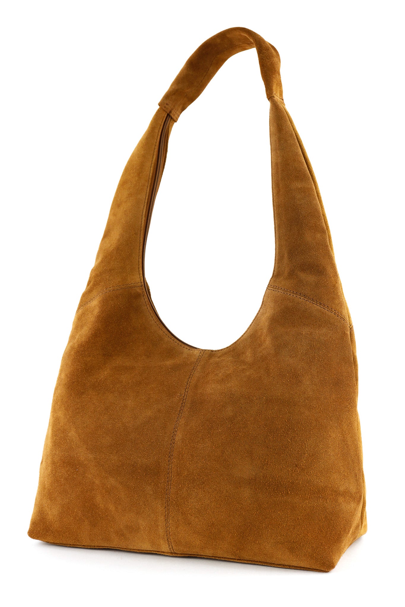 Suede pouch bag 'Pauline' cognac