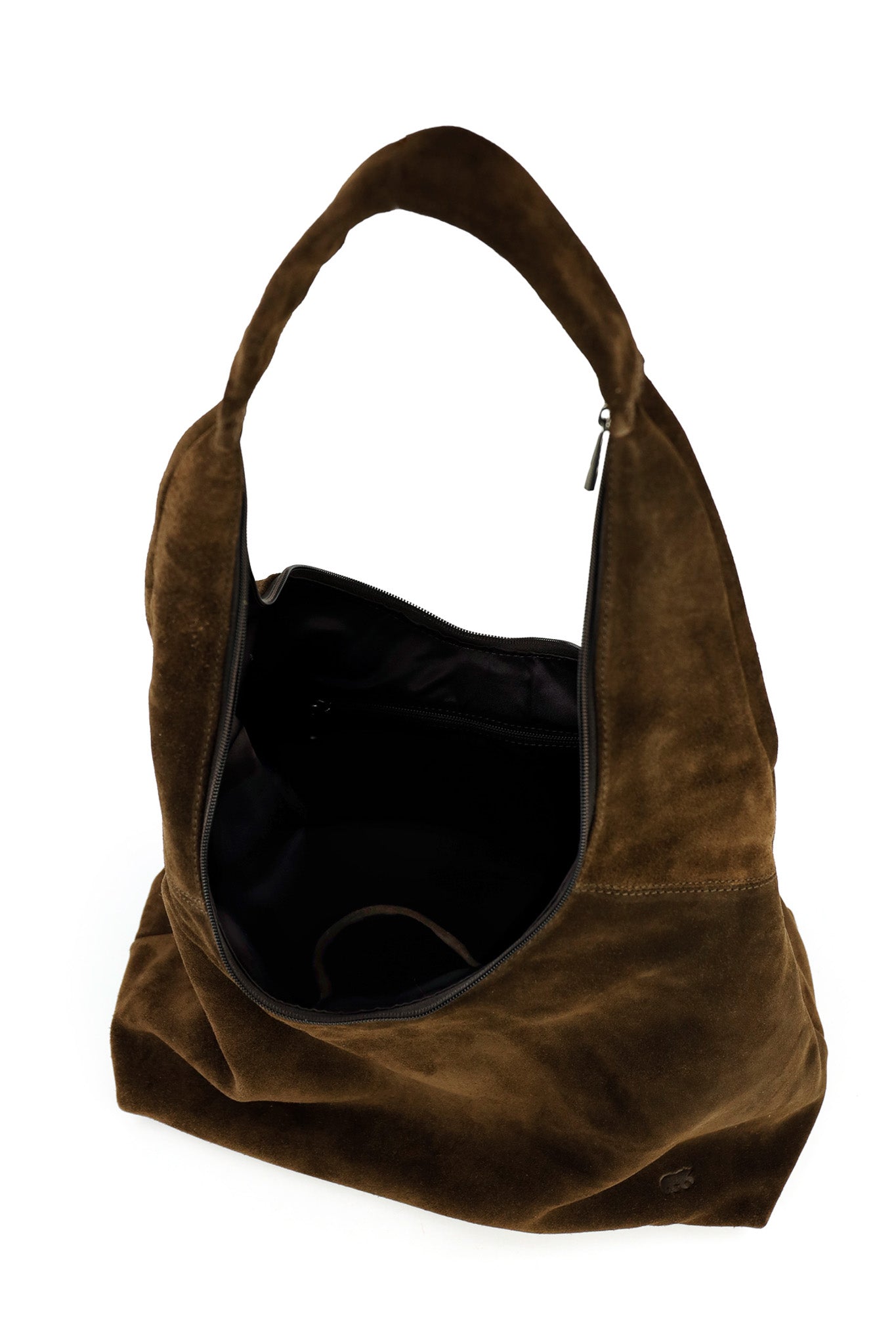 Suede pouch bag 'Pauline' dark brown